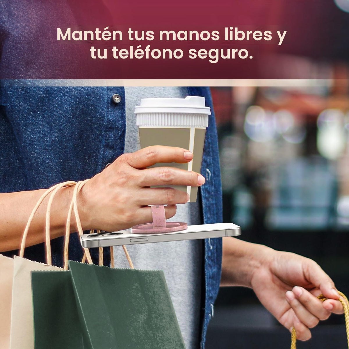 Soporte Magnético para Teléfono Compatible con MagSafe Rosa Purpurina