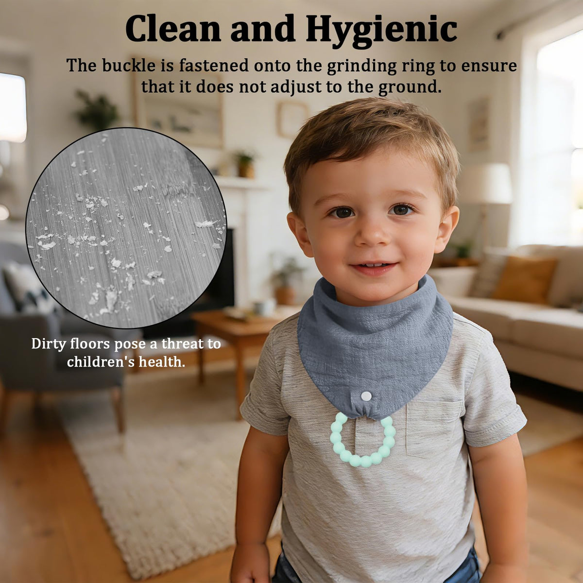 CUXFLS - Paquete de 6 baberos y juguetes de dentición, 100% algodón orgánico, absorbente, suave, unisex para 0 a 24 meses, material de seguridad de silicona para recién nacidos y niños pequeños