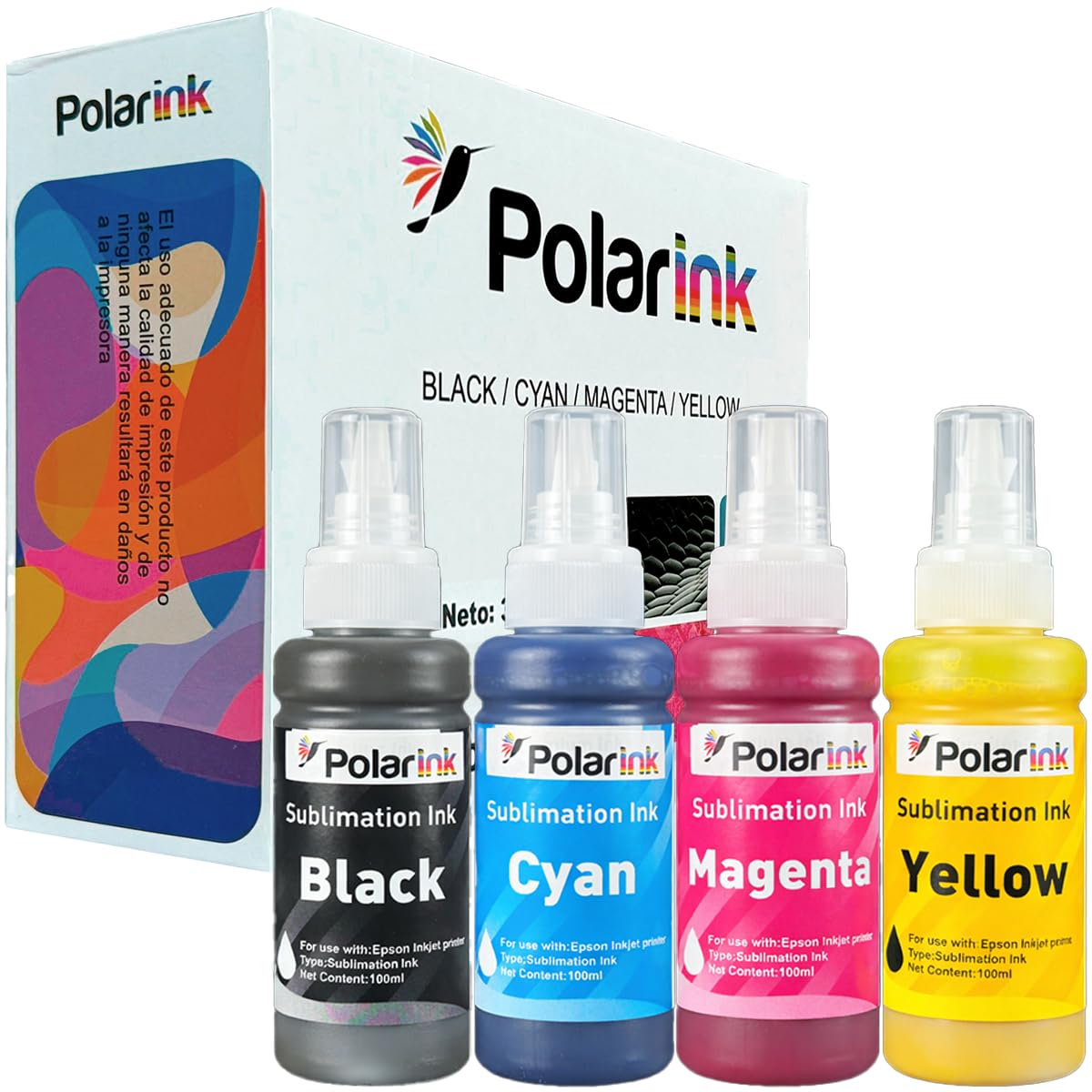 Kit Botellas de Tinta Sublimación POLARINK Negro Universal Compatible para Sublimar