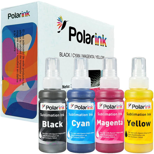 Kit Botellas de Tinta Sublimación POLARINK Negro Universal Compatible para Sublimar