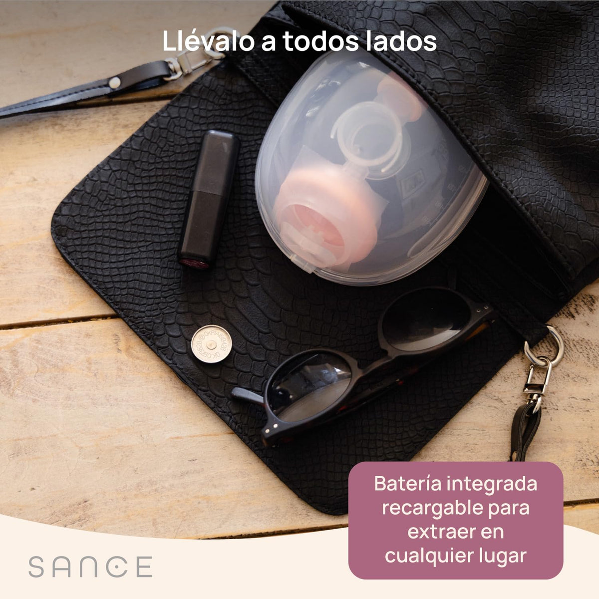 SANCE Extractor de Leche Doble Manos Libres - Gran Succión - Blanco y Rosa