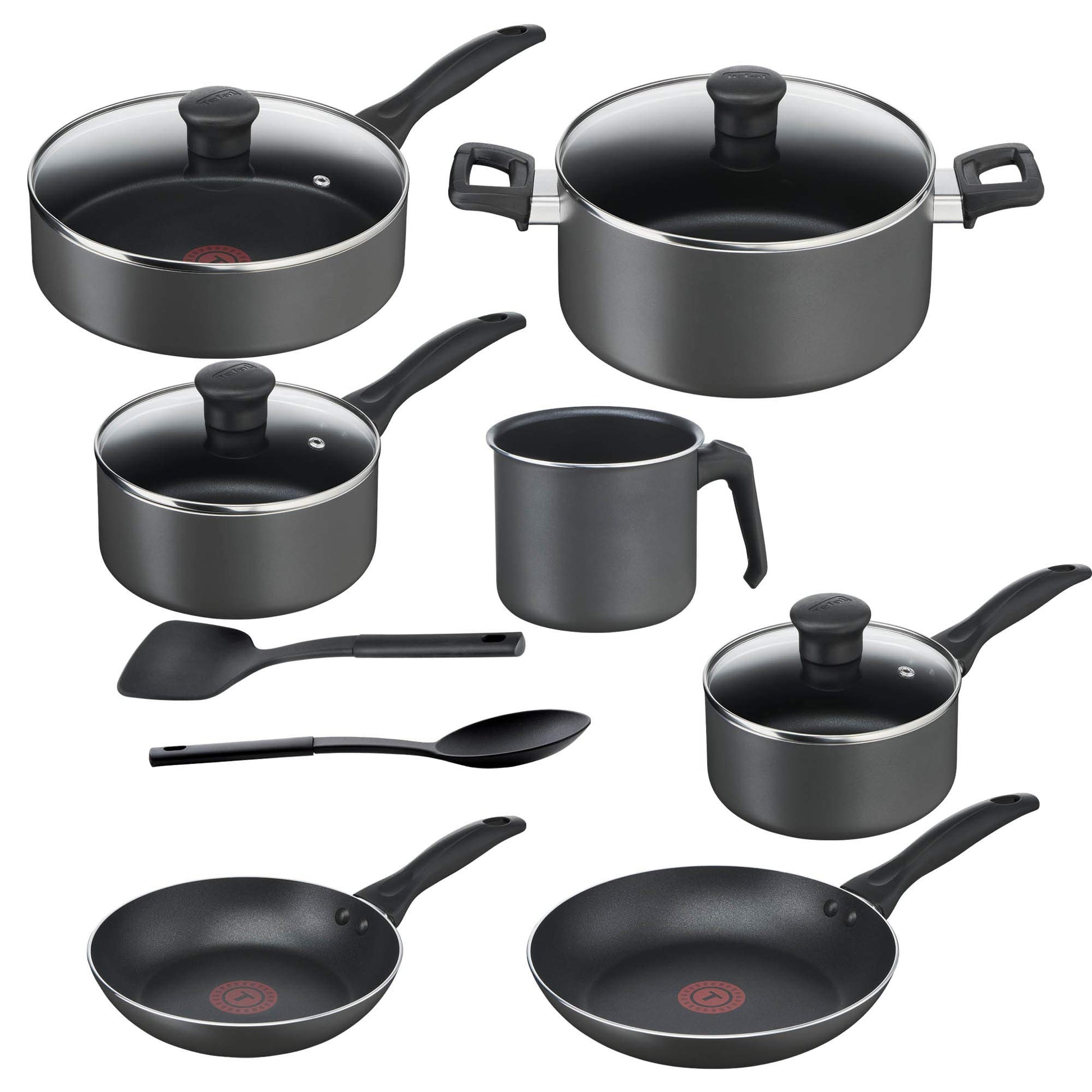 Batería de Cocina T-FAL Gris con Antiadhesivo Resist Plus para Familia 13 Piezas