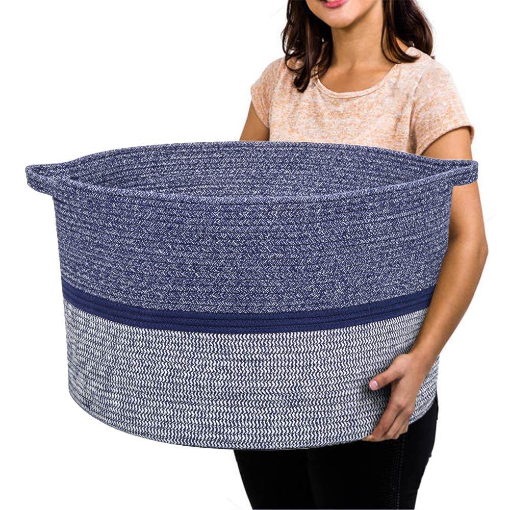 R RUNKA Cesta de almacenamiento extragrande, organizador de tela suave, 22 x 14 pulgadas