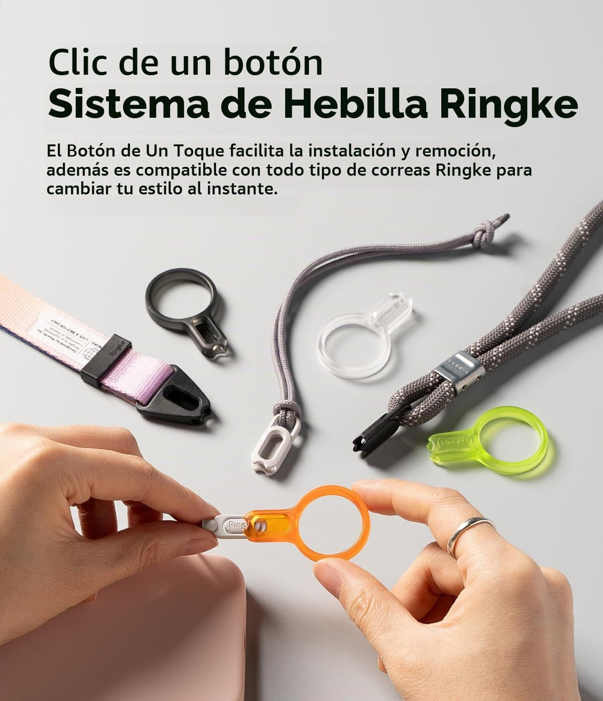Correa Universal Ligera Ringke Matte Clear con Llavero para Teléfono Móvil, Cámara, USB y Accesorios Pequeños