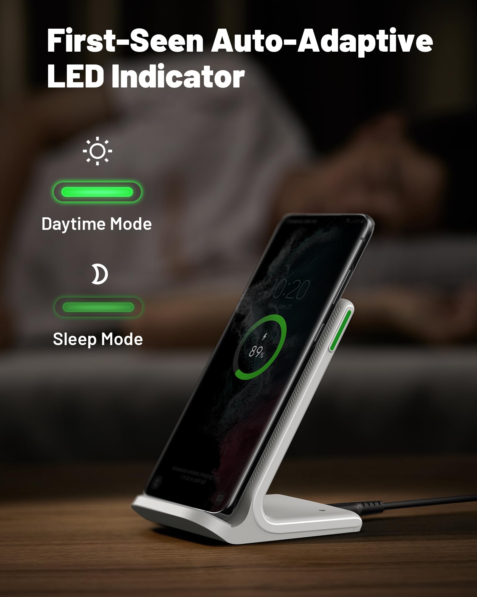 INIU Cargador inalámbrico, [Blanco, 15W] Estación de Carga inductiva rápida Qi certificada para iPhone 16 15 14 13 12 Pro MAX Samsung Galaxy S23 S22 Google Pixel