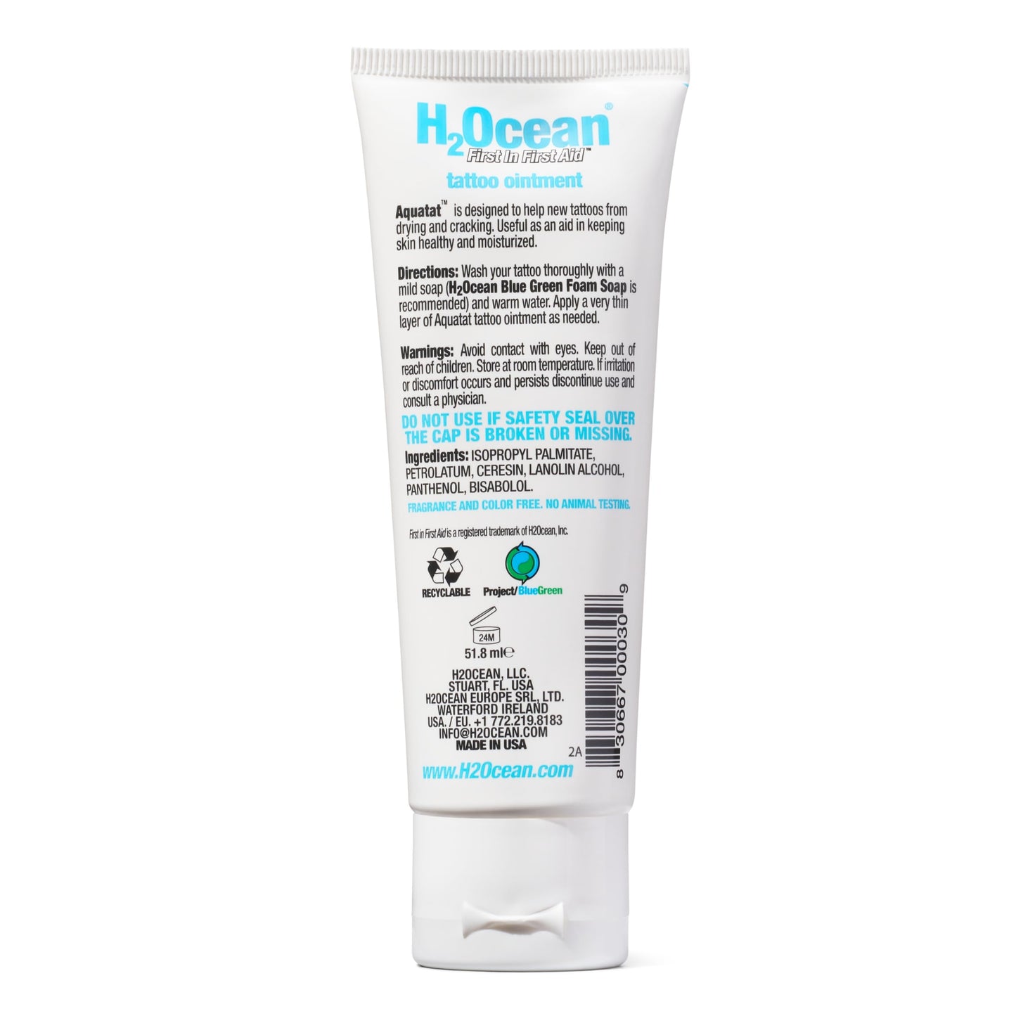 H2Ocean Hidratante Aquatat, blanco, 1.7 onzas