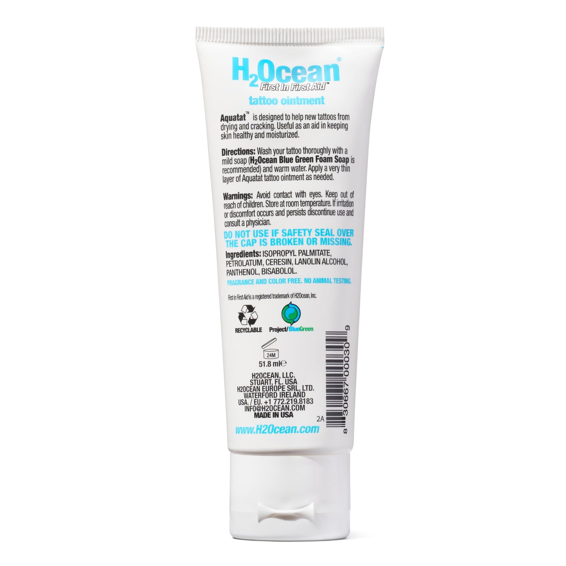 H2Ocean Hidratante Aquatat, blanco, 1.7 onzas
