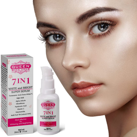QUEEN NATURAL NEW YORK Ácido tranexómico 7 en 1 blanqueamiento y blanqueamiento Super Serum-Tranexamic Acid, Alpha arbutin, Glutathione, ácido hialurónico Vitamina C-Dark Spots, Hyper-pigmentation, Melasma Sun Damage (2 botellas)