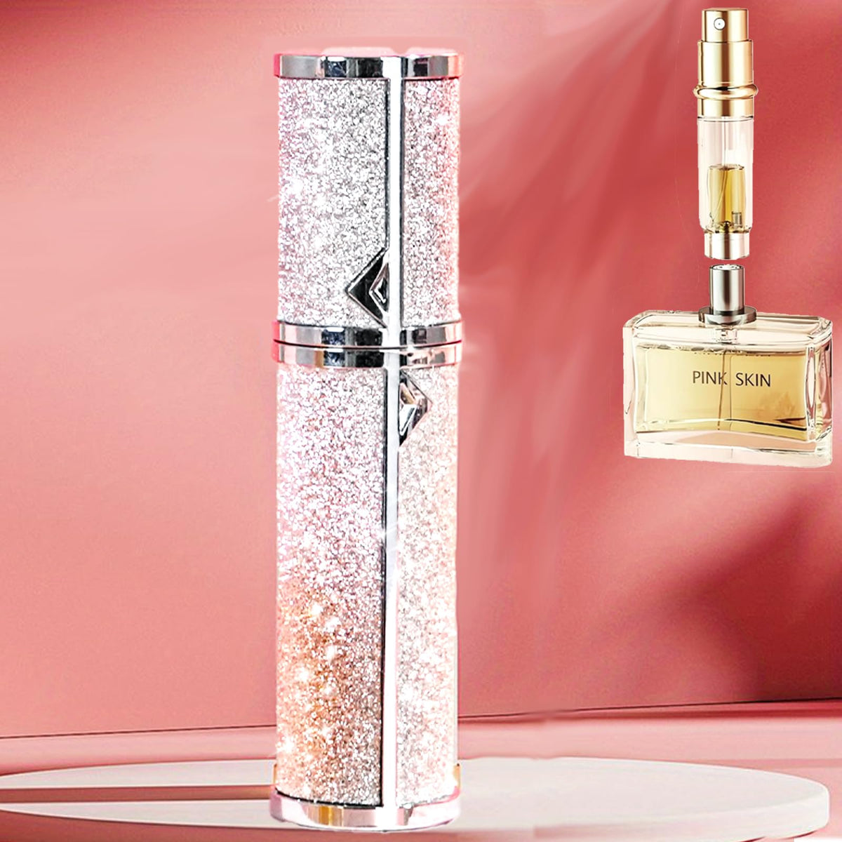 SAWOHO - Atomizador de perfume de viaje, rellenable, botella rellenable, atomizador de perfume de relleno inferior, mini dispensador de colonia, pulverizador de fragancias portátil, contenedor de