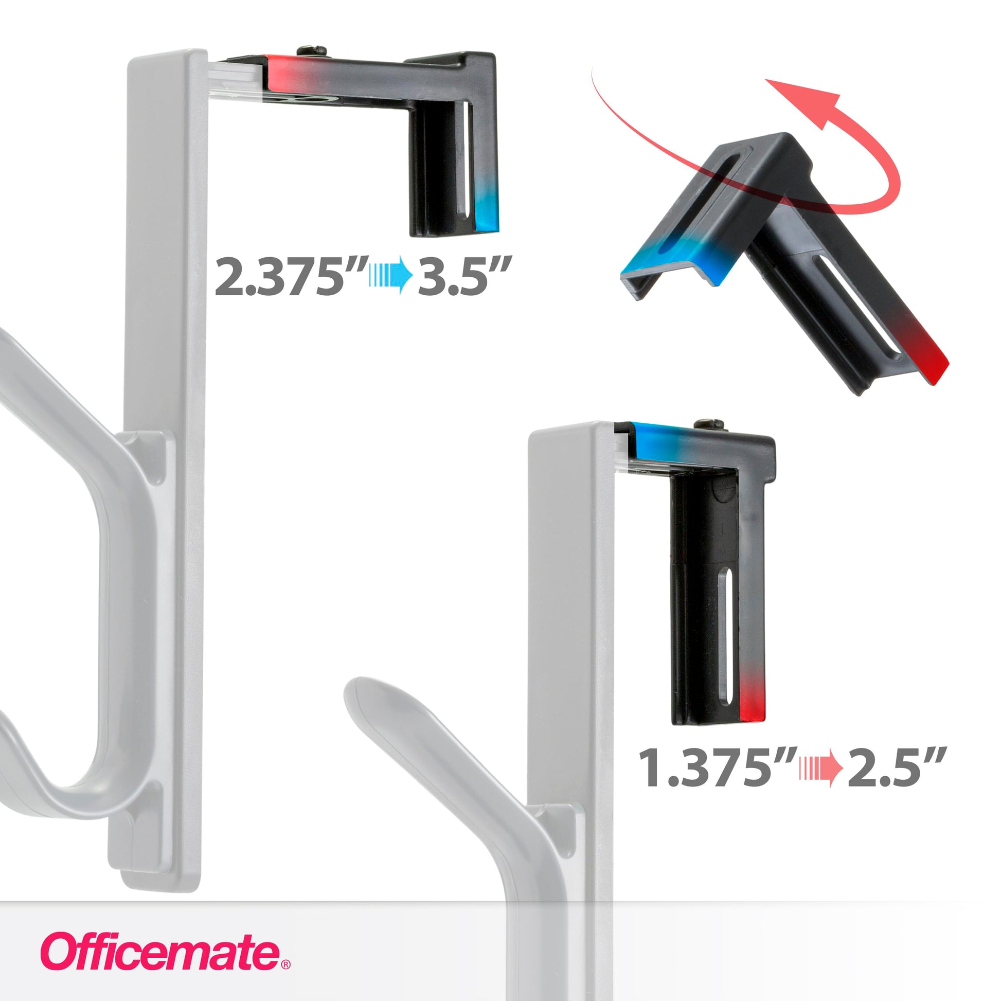 Ganchos Dobles para Panel Officemate 22005, Charcoal