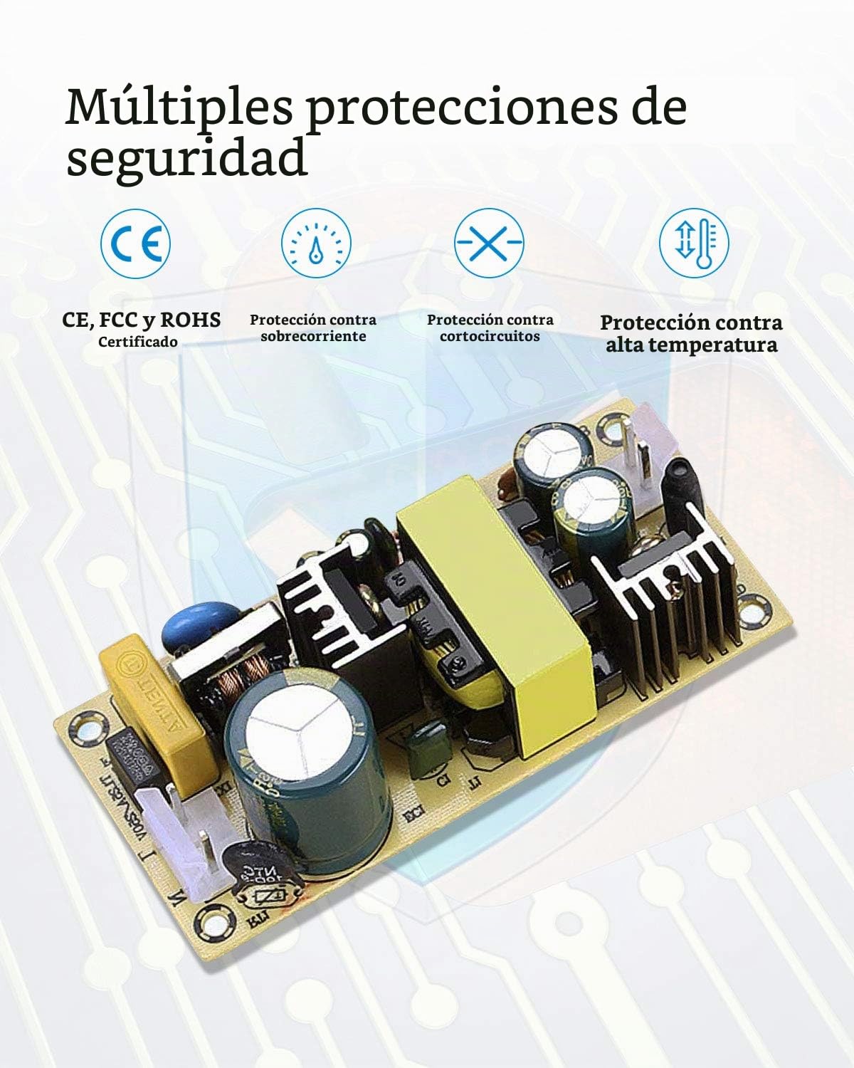 Adaptador de Corriente 9V1.5A Negro Alta Eficiencia