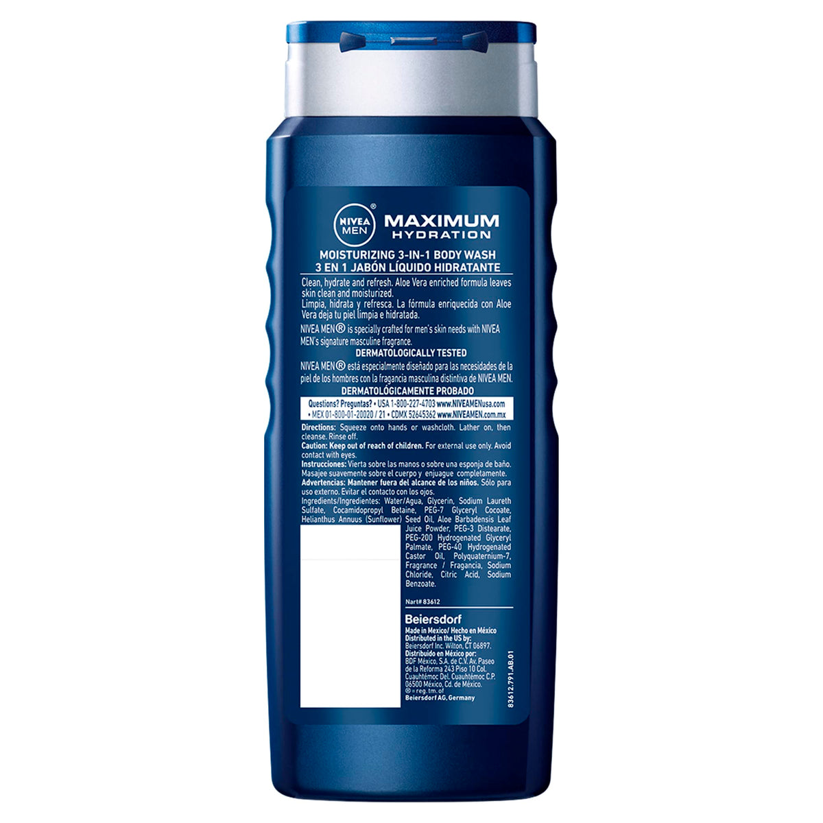 NIVEA MEN Jabón Líquido Corporal 3 en 1 Originals (500 ml) jabón Antibacterial para Cuerpo, Rostro y Cabello