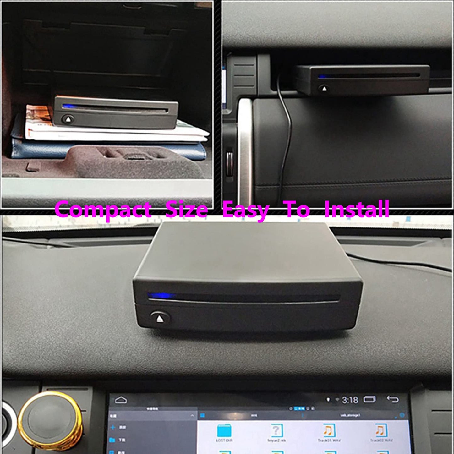 Xglysmyc Reproductor de CD universal USB externo para coche, reproductor de CD de vehículo para coche a través de conexión de radio USB, reproductor de CD portátil para navegación Android con puerto USB Plug and Play