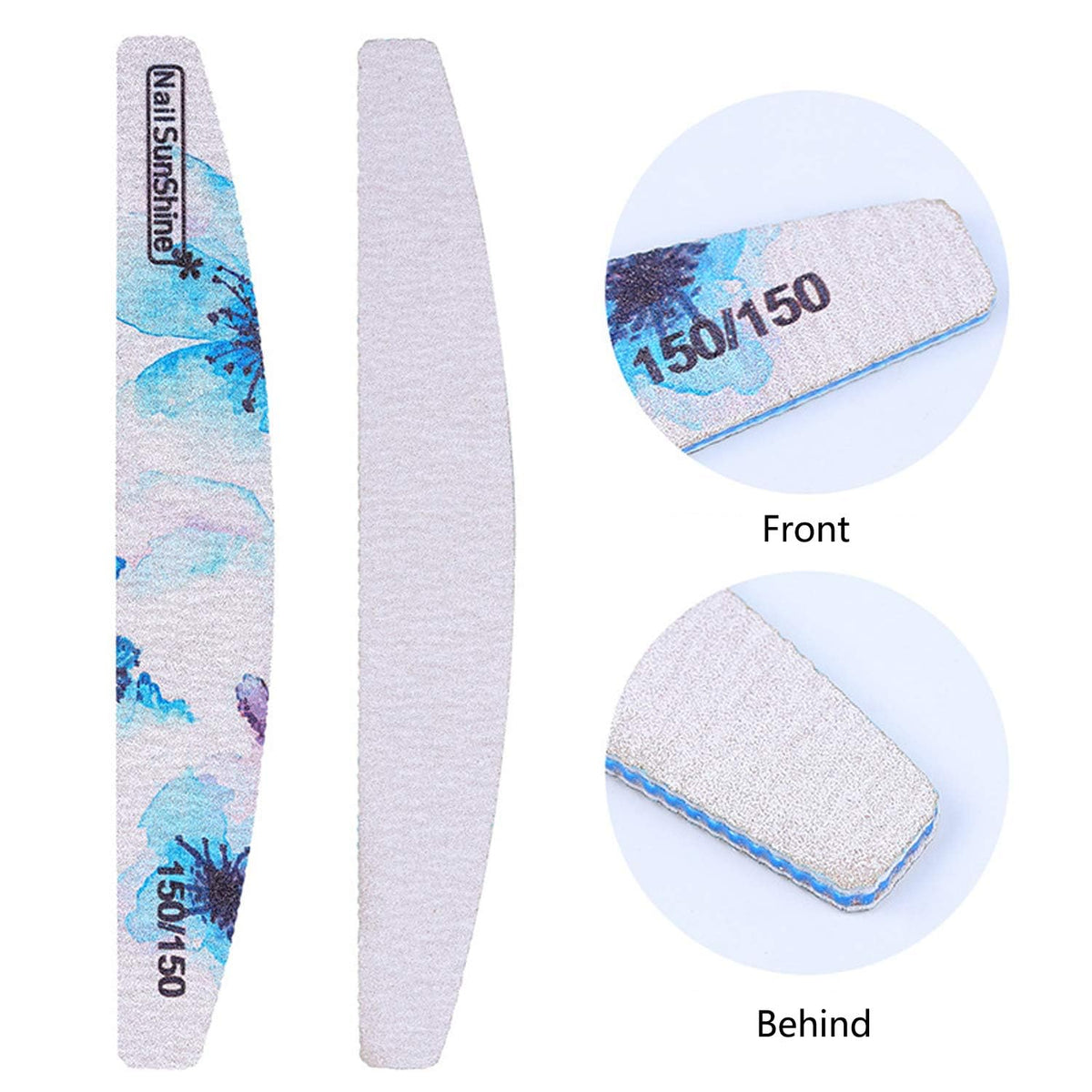 6 PCS Different Grit Nail Files and Buffers, Flower Pattern Emery Board (80-320 Grit) Professional Manicure Tools for Home and Salon Use