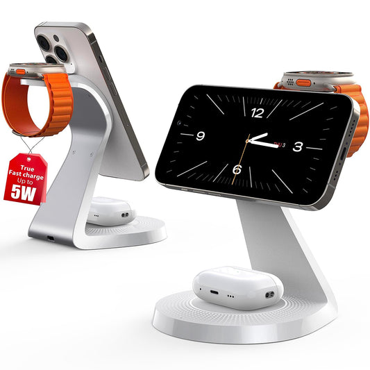 LONGCONN Estación de carga 3 en 1 para dispositivos Apple, soporte de carga rápida Mag-Safe, cargador inalámbrico para iPhone 15/14/13/12, y AirPods, y iWatch, LK-221-W-VINE