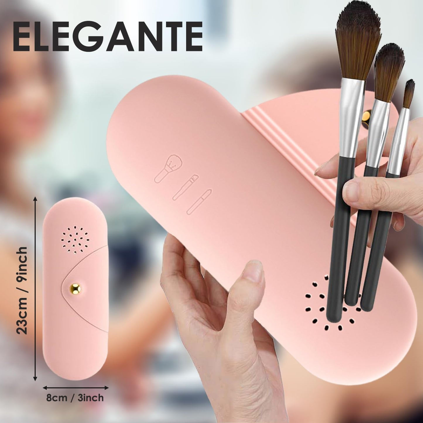 JESUS Funda para Brochas de Maquillaje,Bolsa de Maquillaje de Silicona,Rosa
