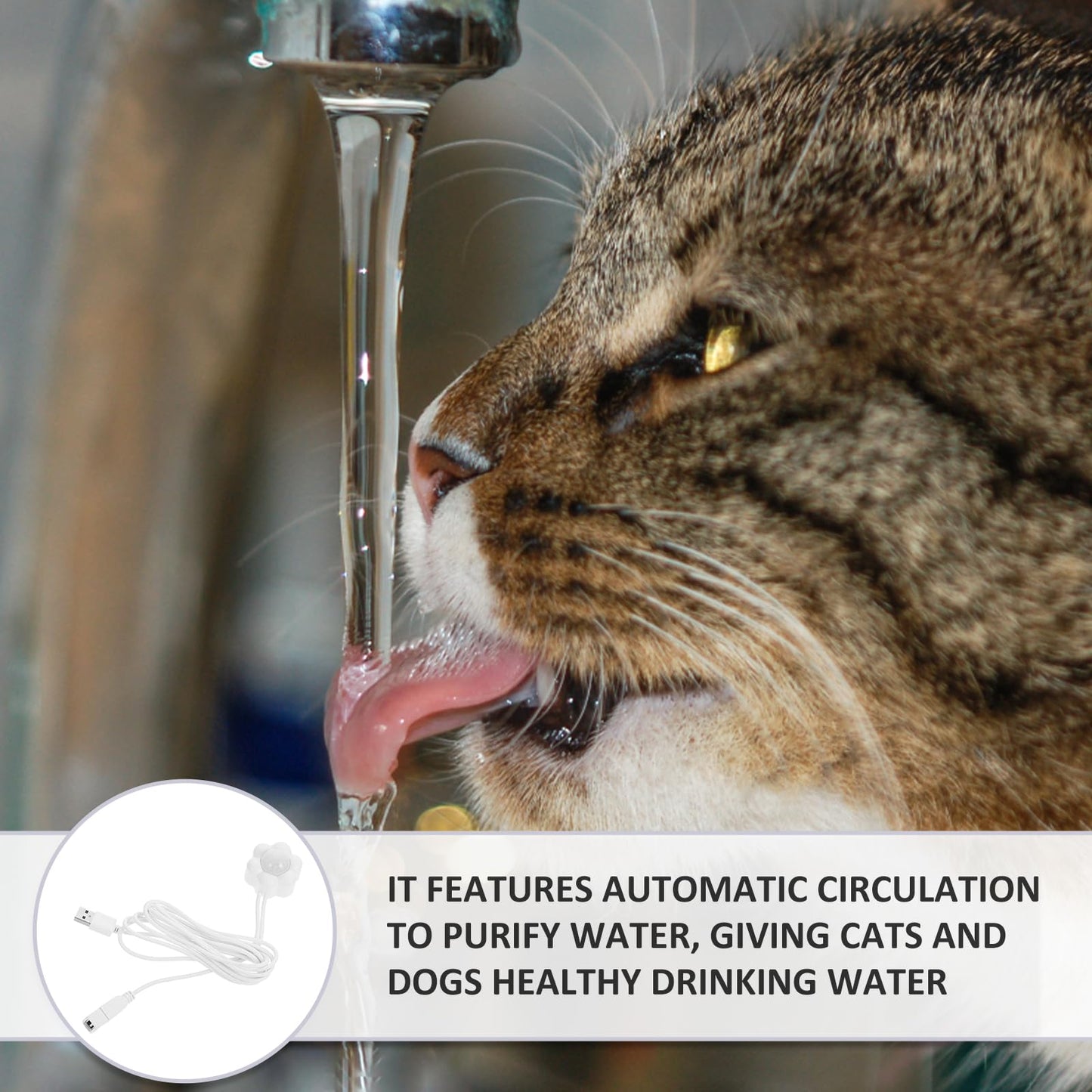 BESPORTBLESensor de fuente para gatos, sensor de movimiento de parada y arranque automático de fuente de agua para gatos - Sensor de fuente de agua universal para mascotas