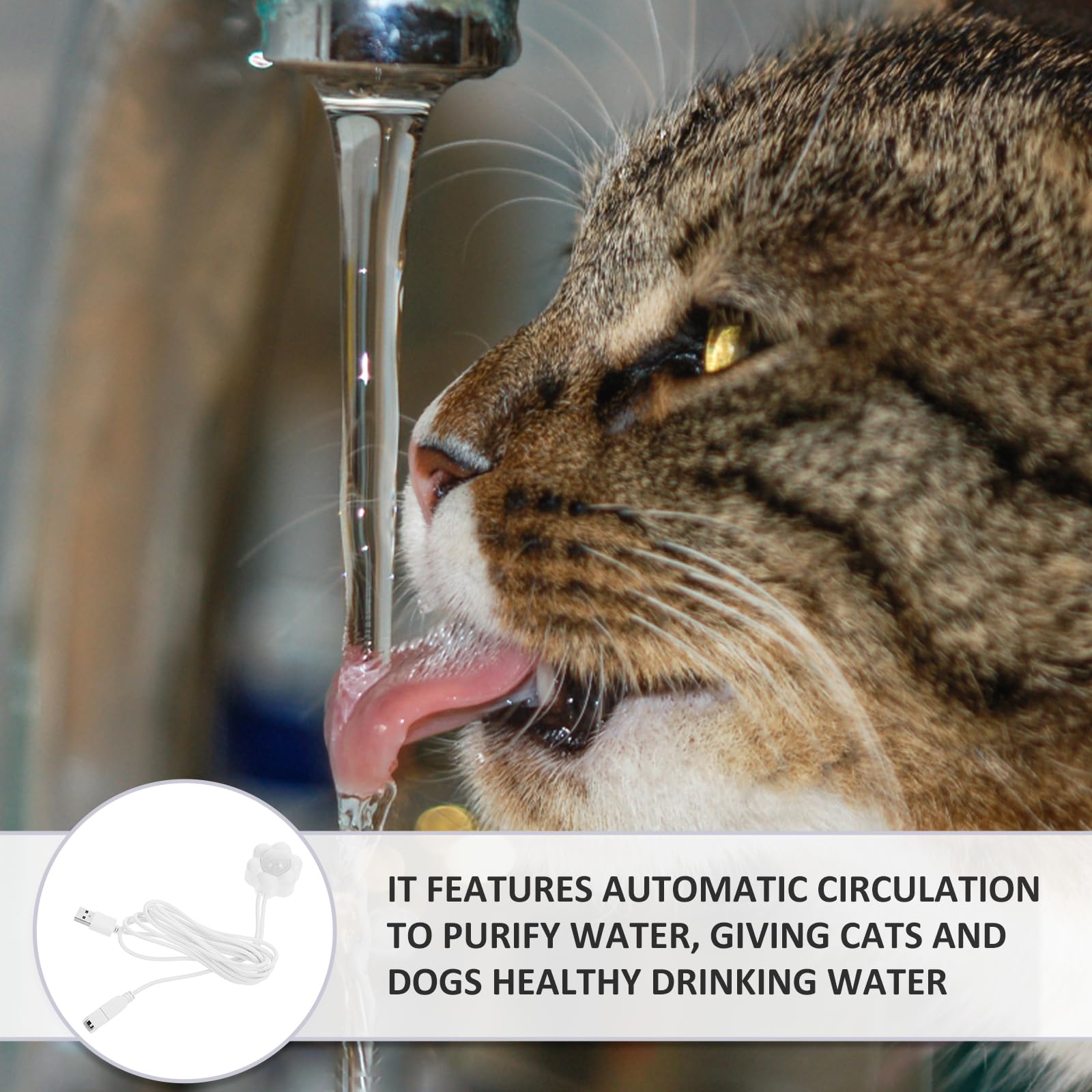 BESPORTBLESensor de fuente para gatos, sensor de movimiento de parada y arranque automático de fuente de agua para gatos - Sensor de fuente de agua universal para mascotas