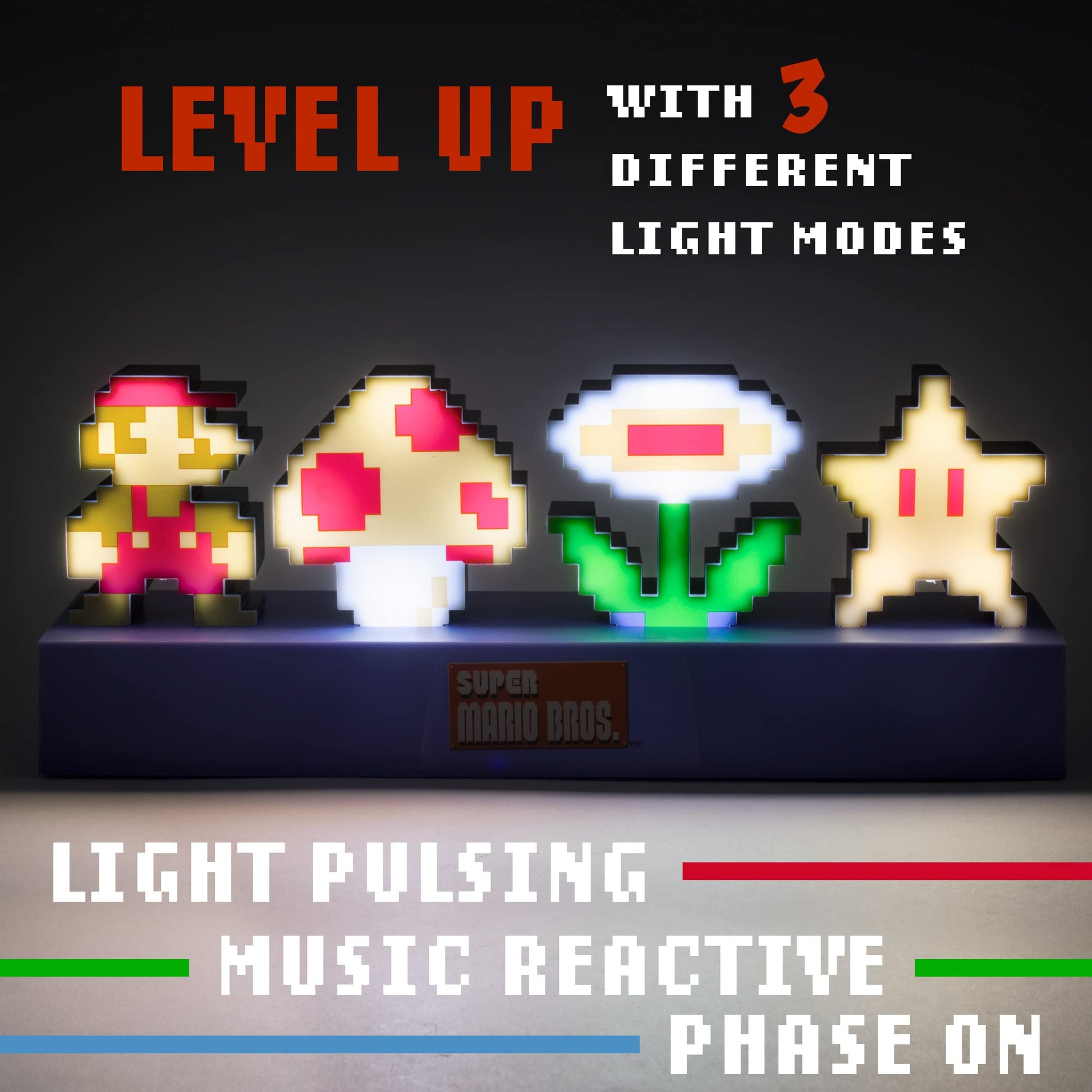 Figura Decorativa Iluminada Paladone Super Mario Bros Icons para Recámara