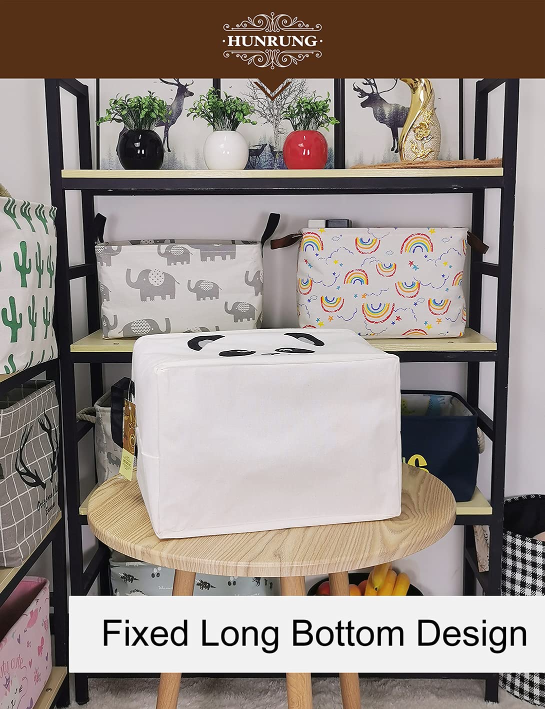 HUNRUNG - Cesta de Almacenamiento Rectangular de Lona para Mascotas, Juguetes, Libros, Ropa, Perfecto para Habitaciones Infantiles, Sala de Juegos, casetas, Rectangle Panda