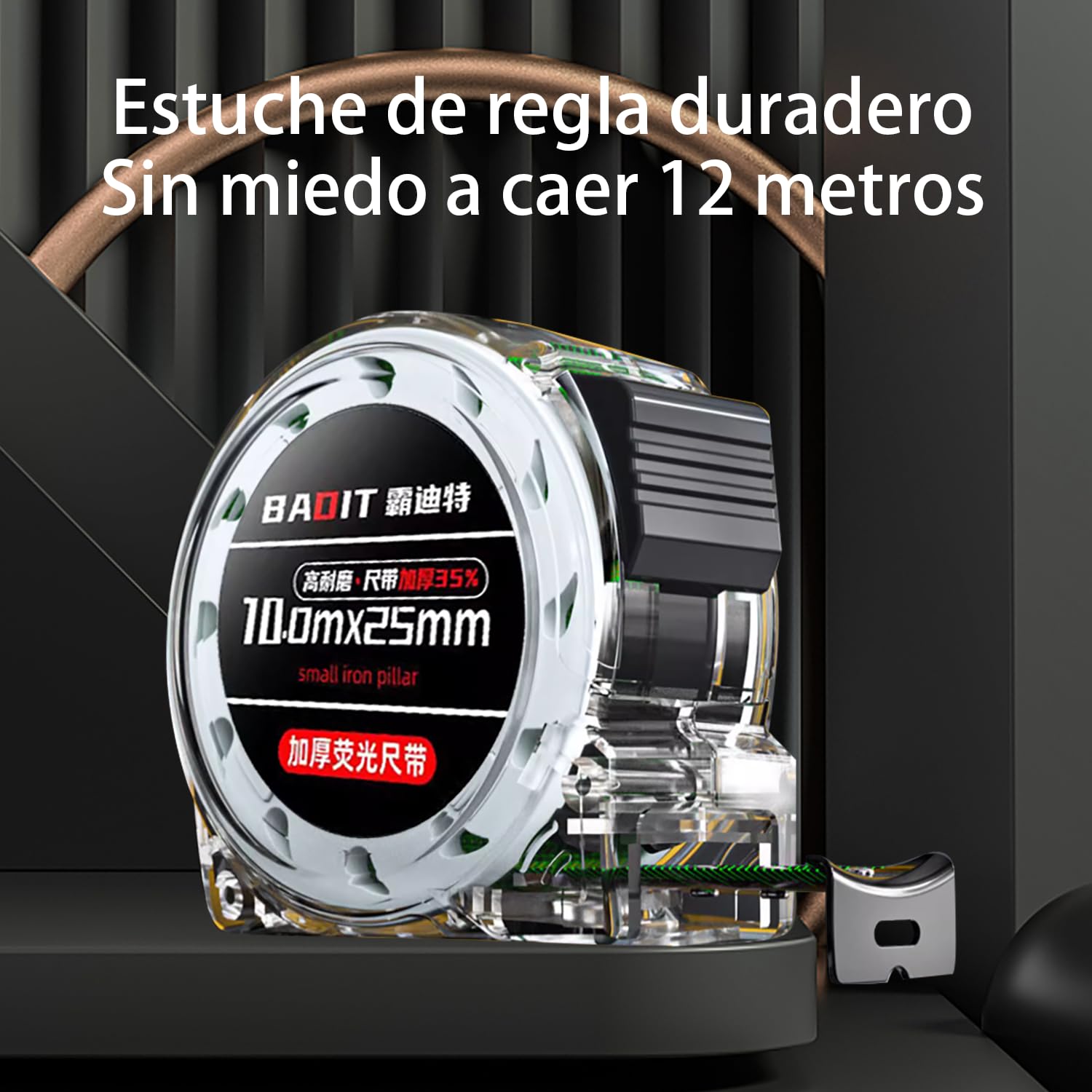 Cinta Métrica Transparente，Herramienta de Medición,Para la Construcción de Cinta de Bloqueo y Proyectos de Bricolaje, Fácil de Leer, Retráctil-10m（1pc）