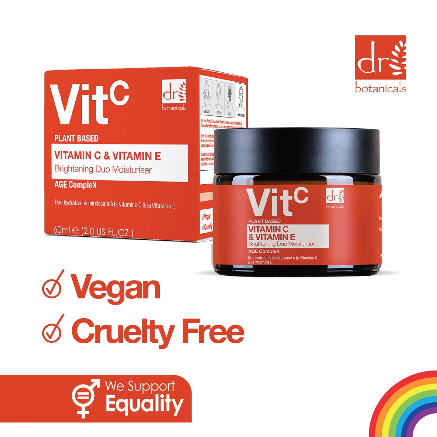 Dr BOTANICALS Vitamina C & E Brightening Duo Moisturiser | Revela tu brillo radiante con potente fórmula antienvejecimiento - Vitamina C para iluminar, vitamina E para protección - Hidratante de día y
