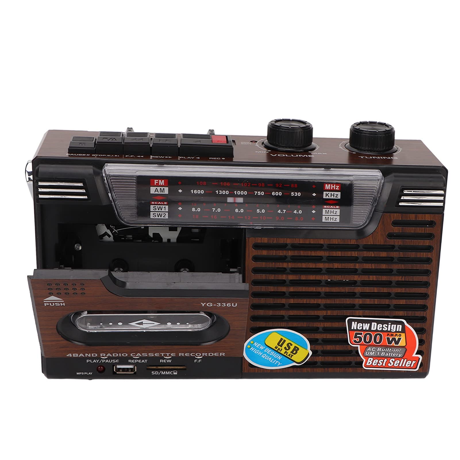 Actualice el Combo de Reproductor de CD y Casete TR621 con Control Remoto, Radio AM FM Portátil Boombox, Sonido Estéreo del Reproductor MP3, USB, Puerto TF, para la Familia