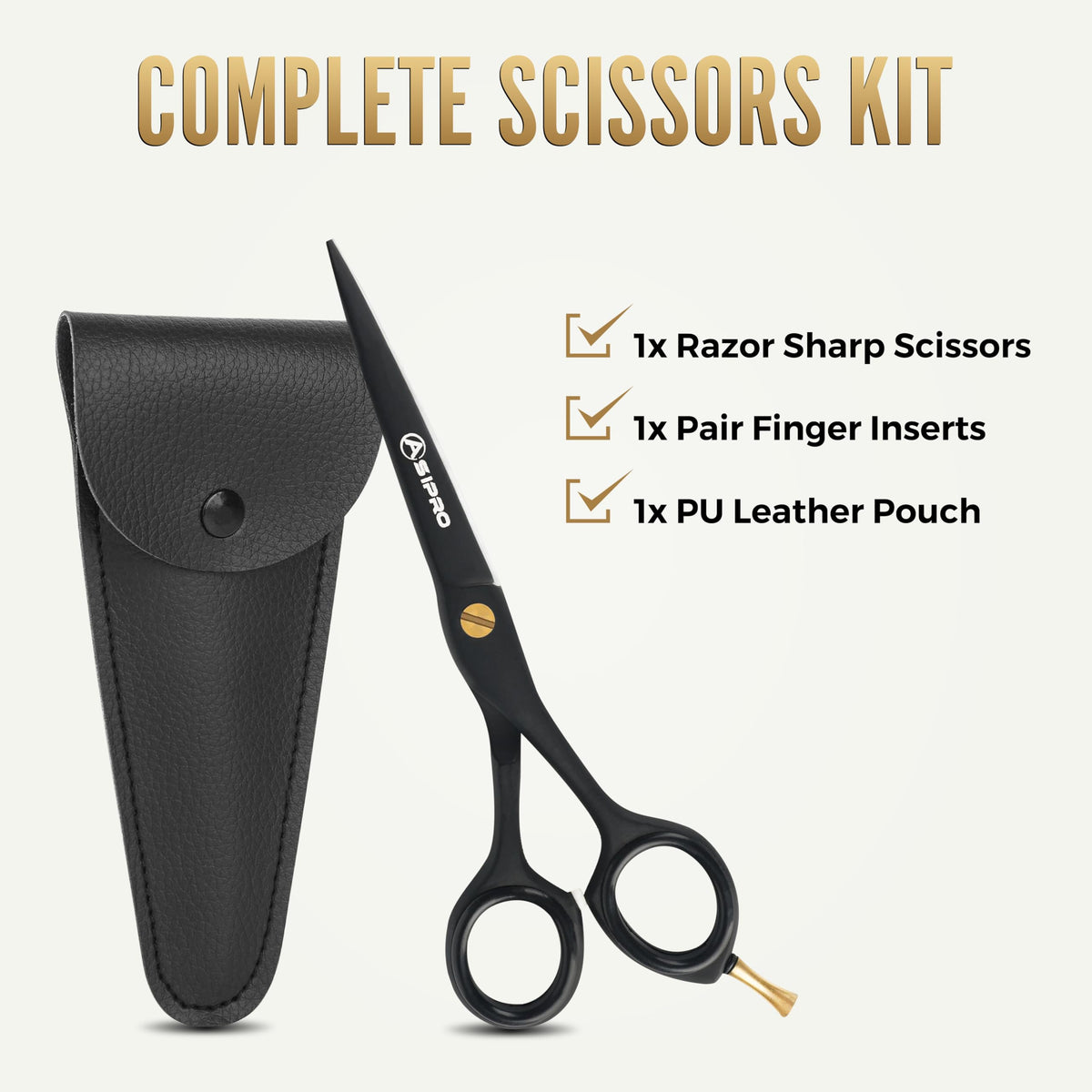 ASIPRO Tijeras profesionales de corte de pelo, 16,5 cm + bolsa y peine, tijeras profesionales Tijeras para Cortar Cabello tijeras de pelo para mujeres, hombres y niños, tijeras de corte de pelo de