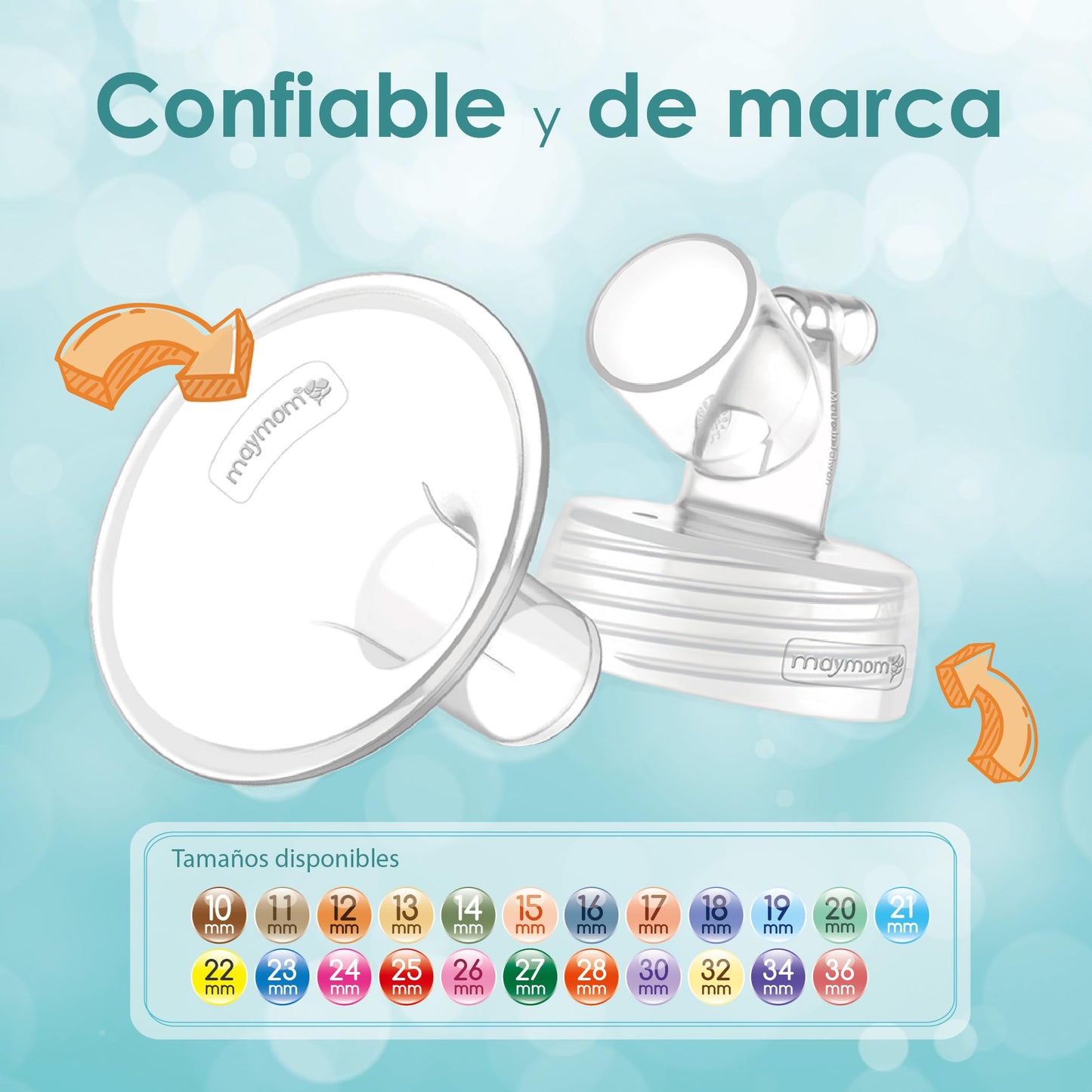 1X Pieza de Bomba de Dos Piezas de Boca Ancha Maymom 34 mm para Bombas Spectra S1/S2; Incluye Embudos de Boca Ancha; NO Embudo Original Spectra