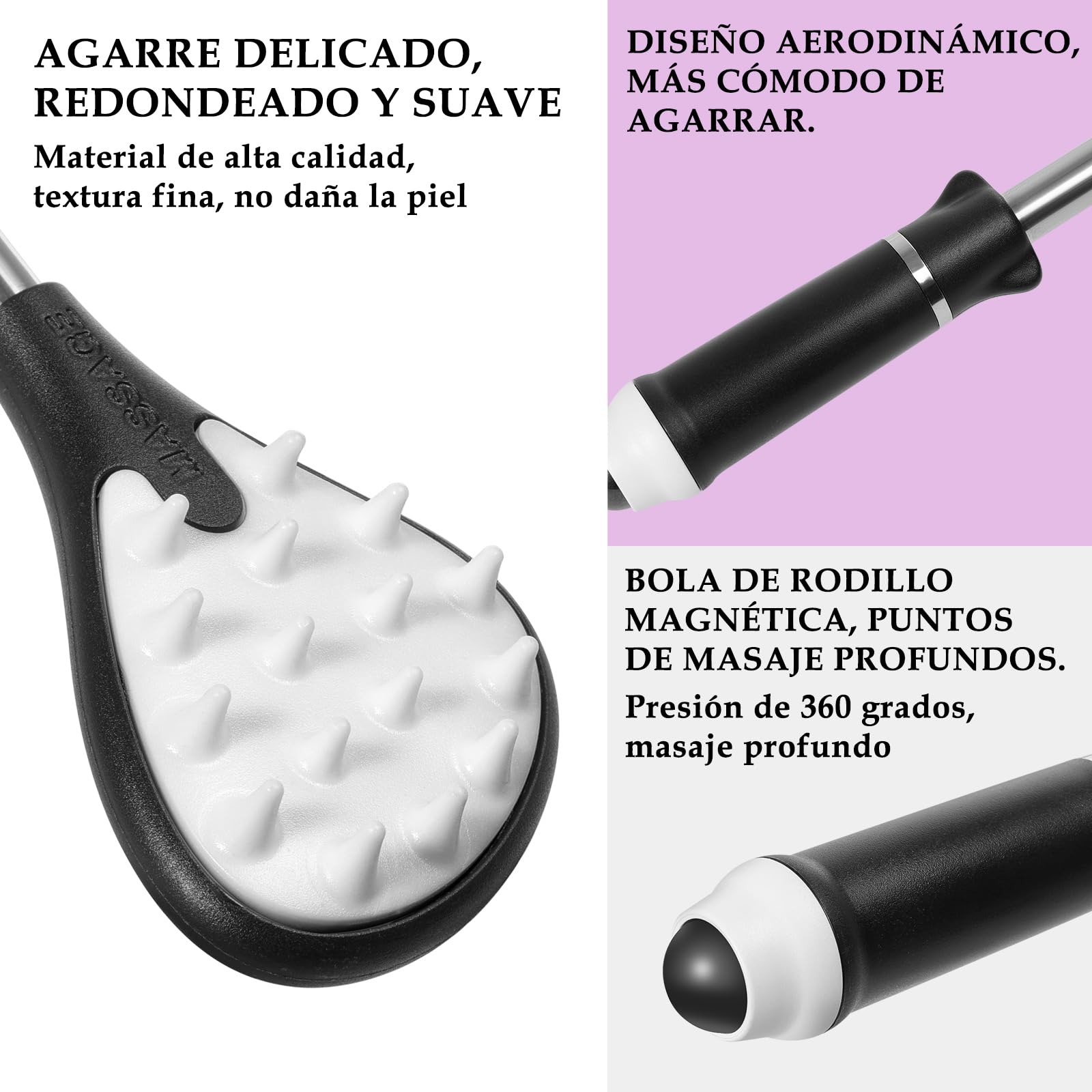 Manita Rascadora Espalda Itchy Scratch Retráctil sin Pedir a Casa Picazón Rascarse la Espalda Artefacto Magnético Cuentas de Masaje Espalda Mayorista, Regalos para la Tercera Edad (Negro)