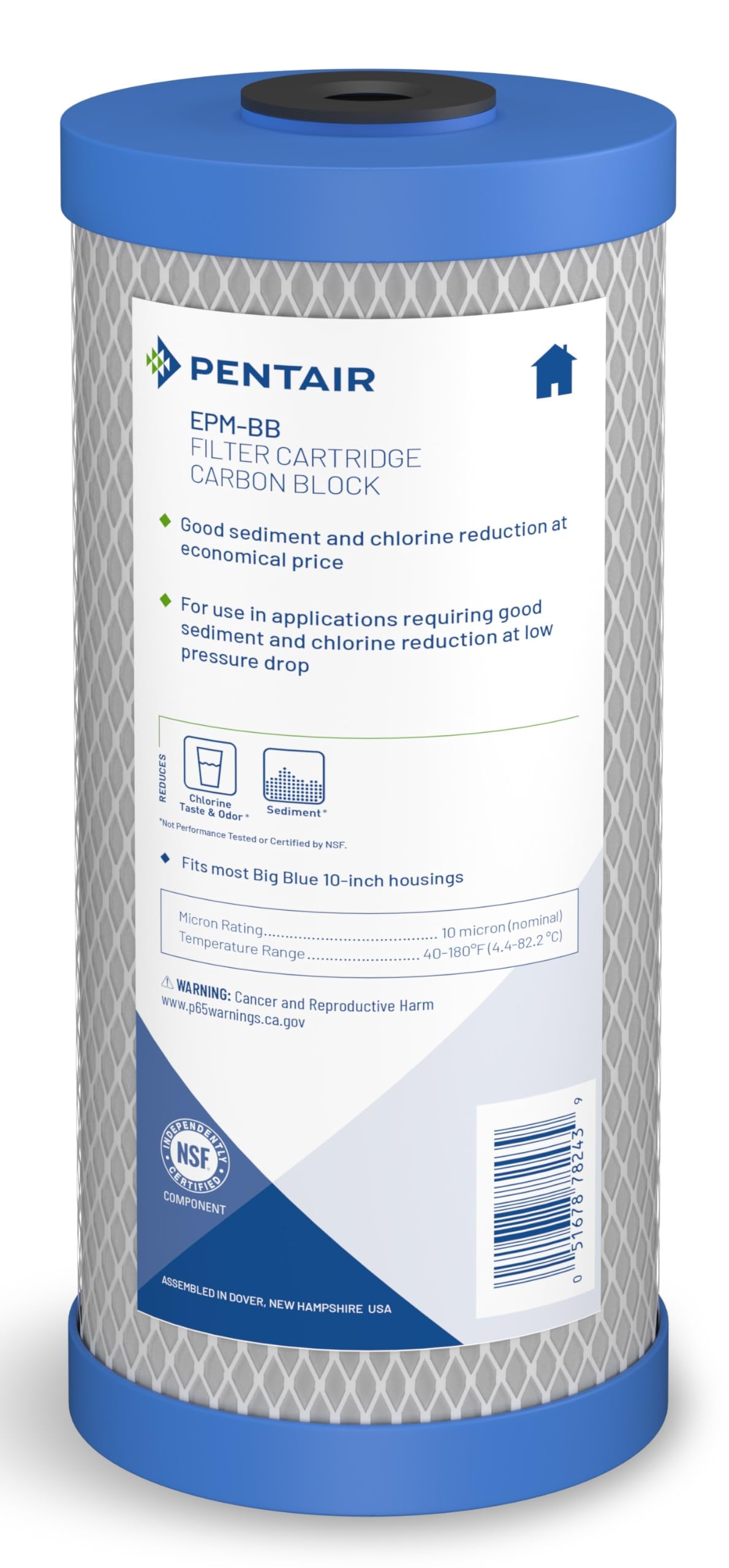 Filtro de Agua Pentair Pentek Azul Grande Epsilon Modificado 10 Micras para Toda la Casa