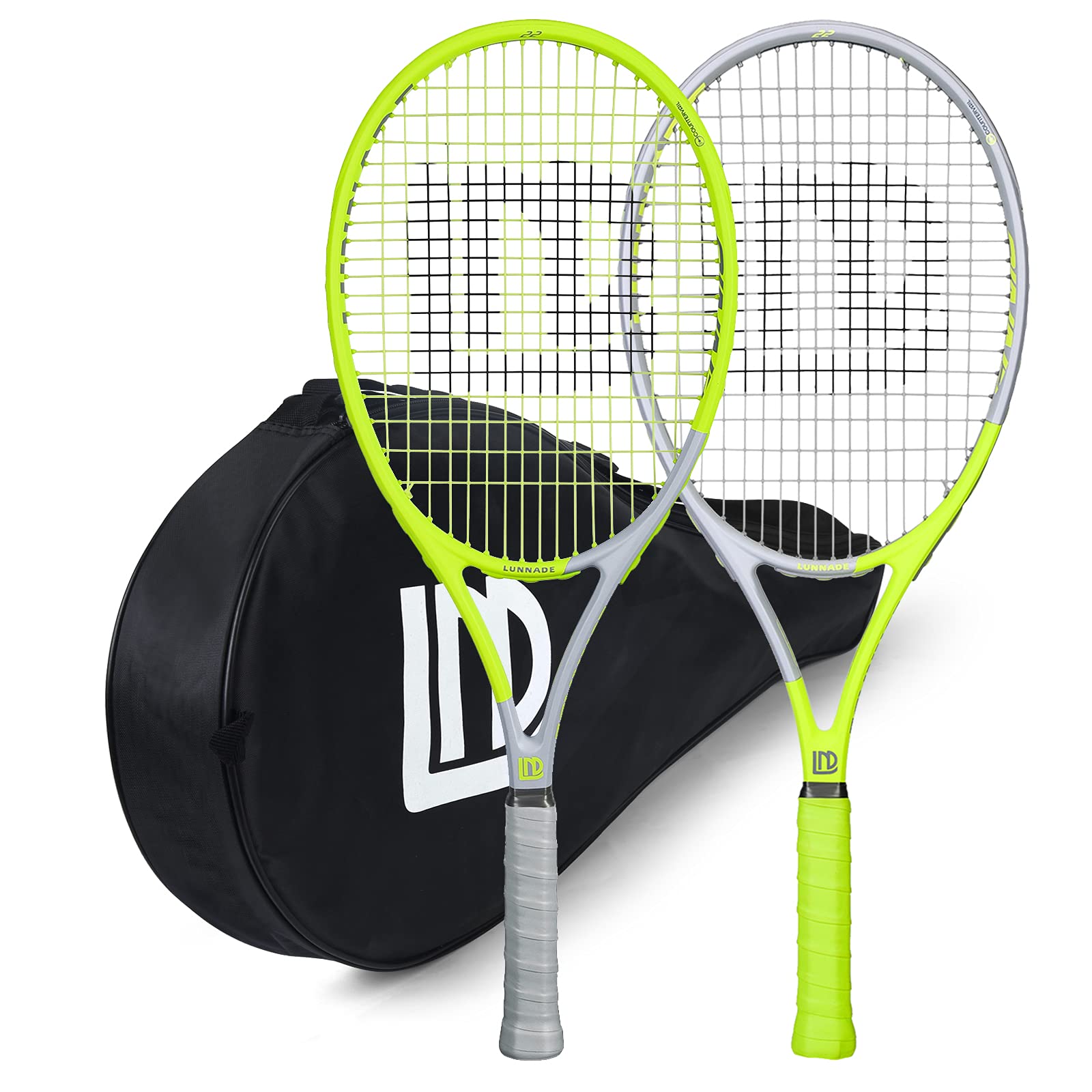 Raquetas de Tenis LUNNADE Azul con Cubierta y Regrip para Adultos 27 Pulgadas para Hombre y Mujer