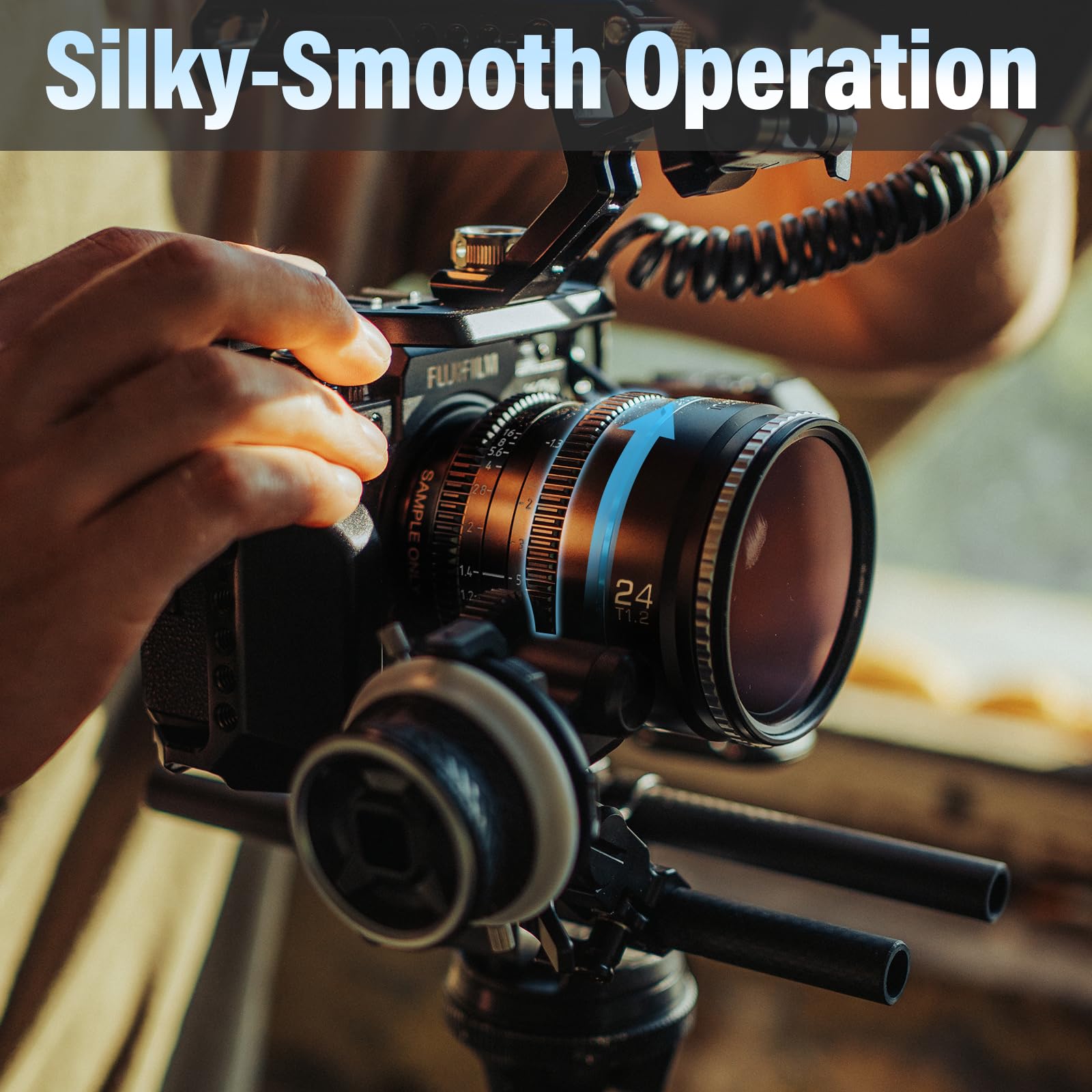 Lente Cine SIRUI 24 mm T1.2 Negro de Enfoque Manual para Montaje RF