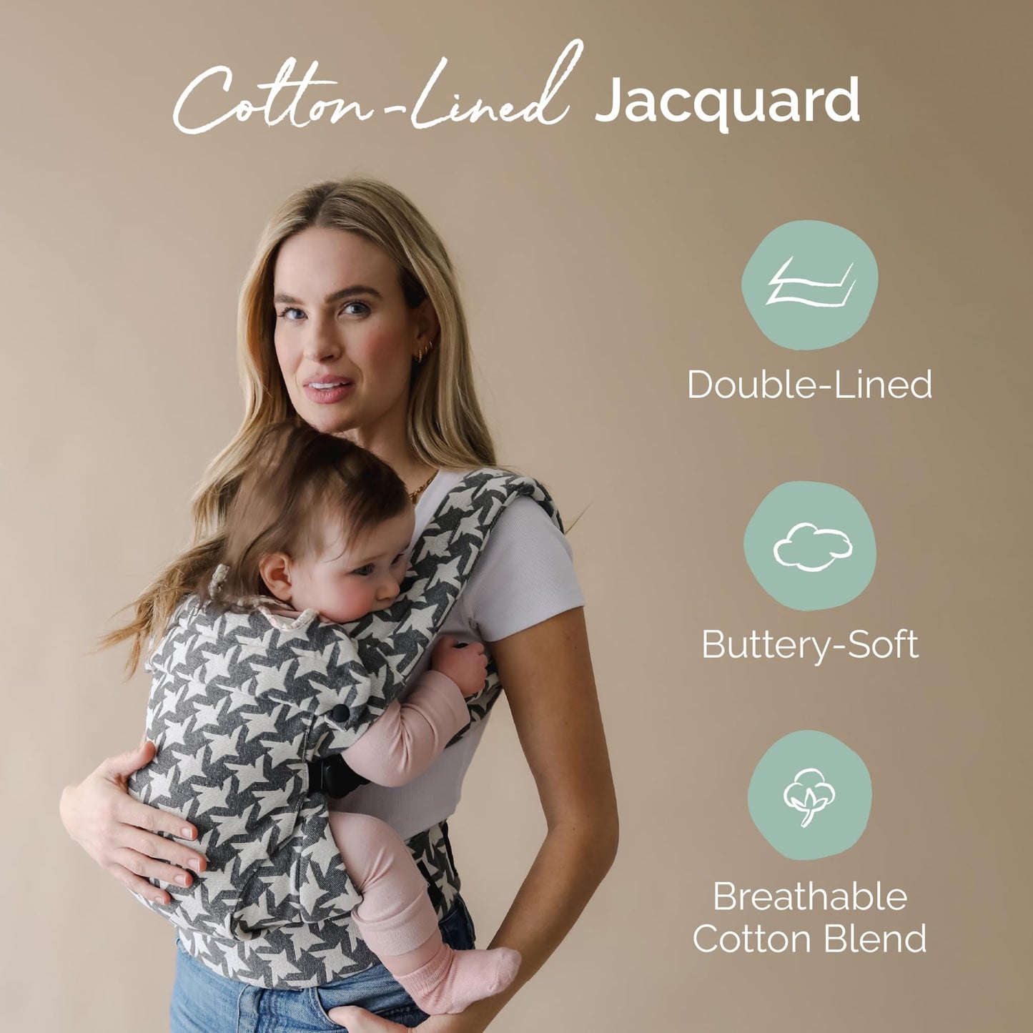 Boba Auri - Portabebés para recién nacidos y niños pequeños – Portabebés de pata de gallo Jacquard, 3 posiciones ergonómicas (delantera/delantera/trasera), portabebés con posición M con asiento