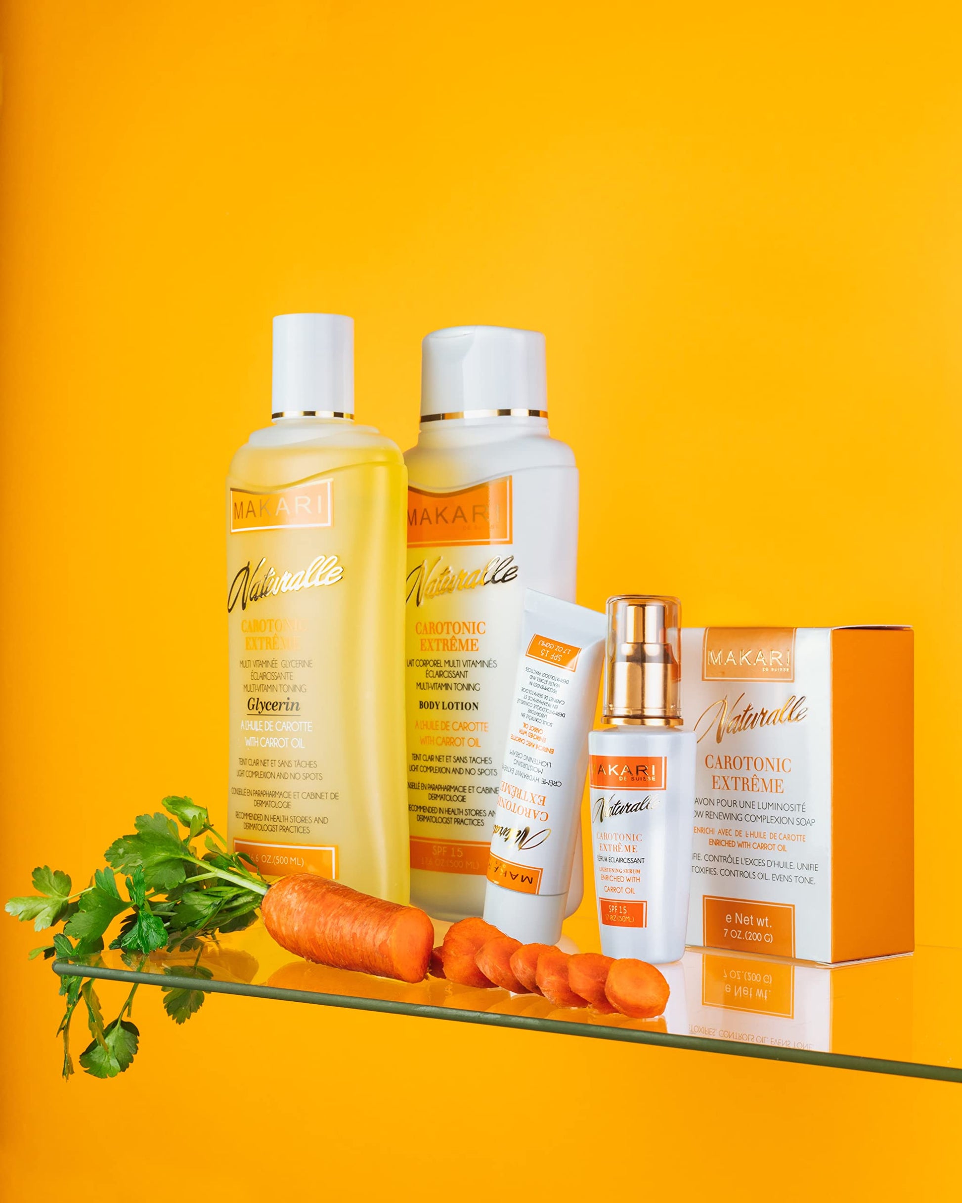 Makari Naturalle Carotonic Extreme Body GLYCERIN 16.6 oz – Reduce la hiperpigmentación, manchas oscuras, cicatrices y radicales libres – Hidrata, aclara y suaviza para una piel sana y brillante