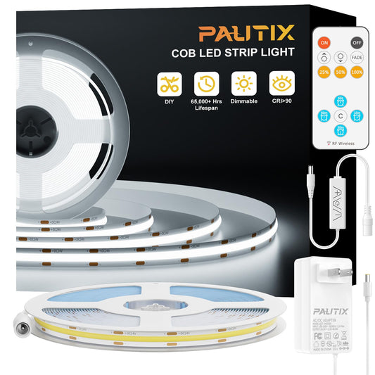 Tira de Luz LED PAUTIX Blanca Luz Diurna Súper Brillante Regulable con Control Remoto para Iluminación de Bricolaje