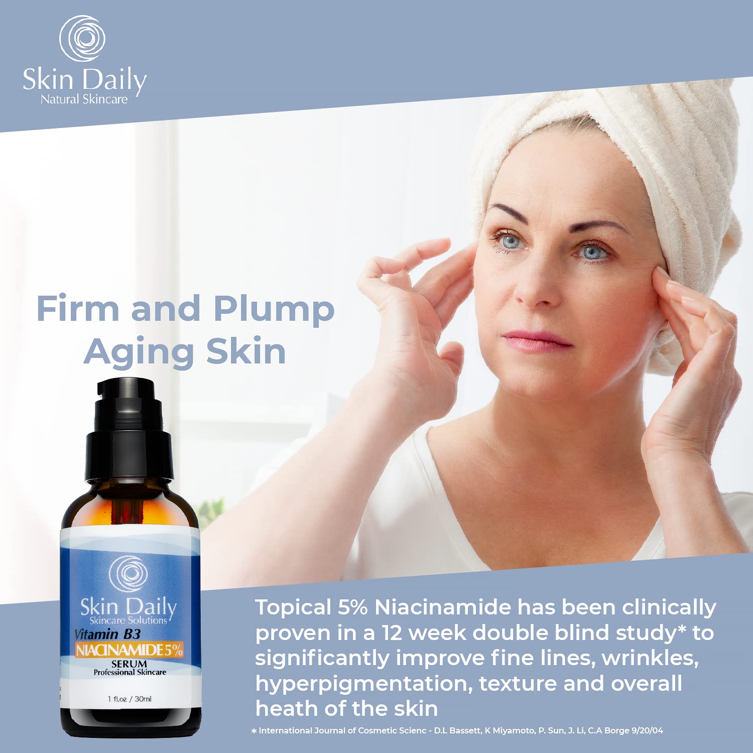 Skin Daily Skincare Solutions Niacinamide Vitamin B3 Cream Serum for Face 5%- 1 Oz - Visibly Beautify Pores and Wrinkles and Other Signs of Aging - Superior Moisturizing Skin Brightening Facial Serum - Your Friends Will Notice (1o