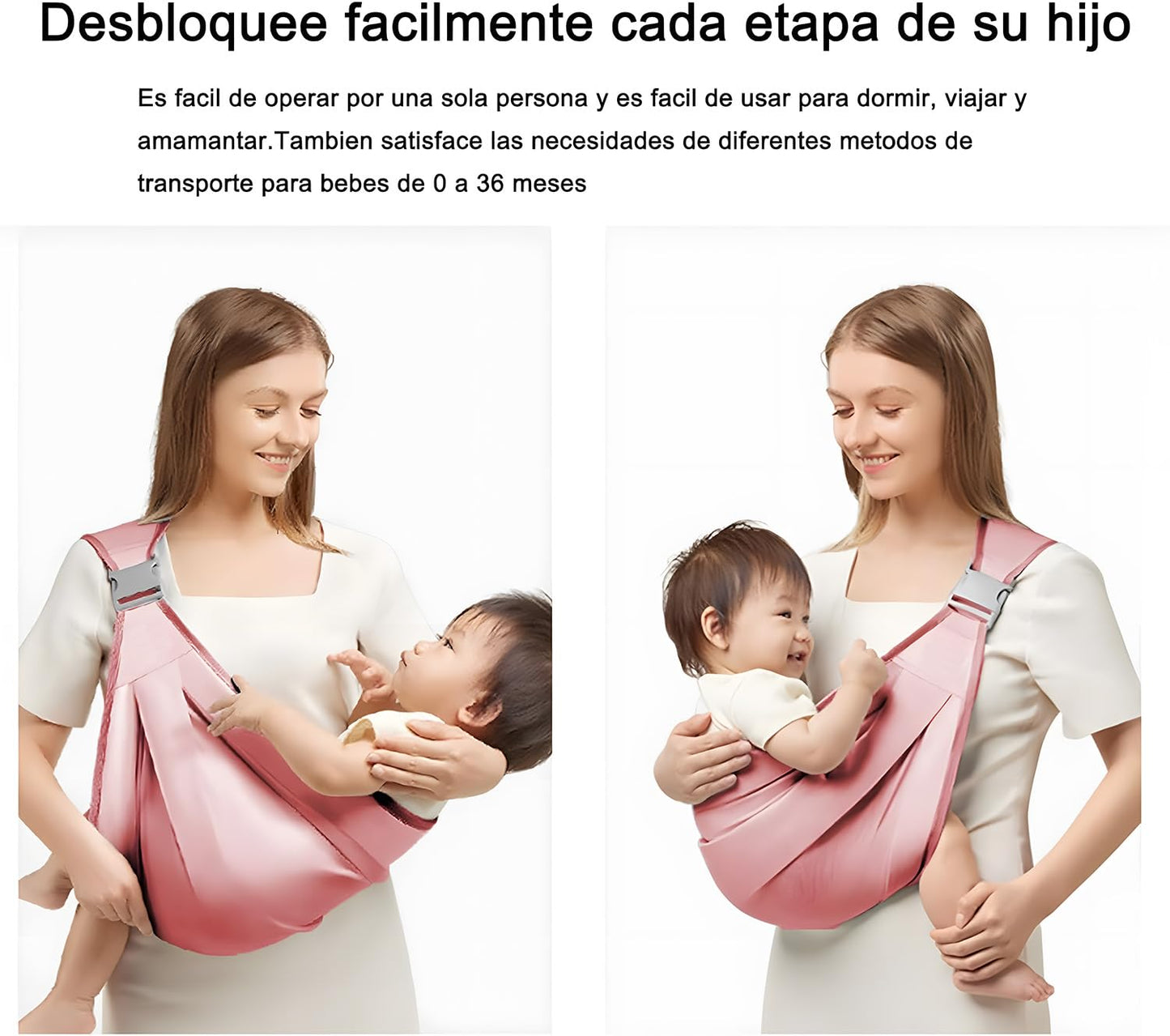 Rebozo Porta Bebé YDGAKN Rosa Ajustable y Transpirable