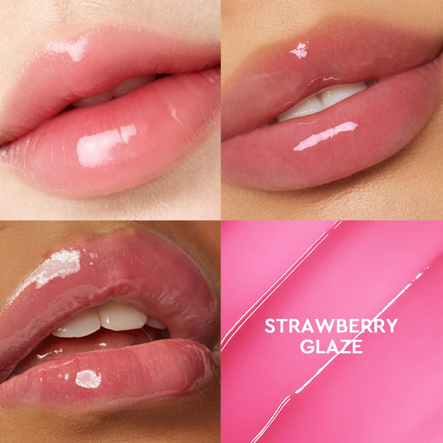 Glad2Glow sérum labial 3 en 1 con efecto iluminador, bálsamo labial con color con VC-IP y Vitamin E, brillo ligero no pegajoso con charm a juego (01 Strawberry Pink)