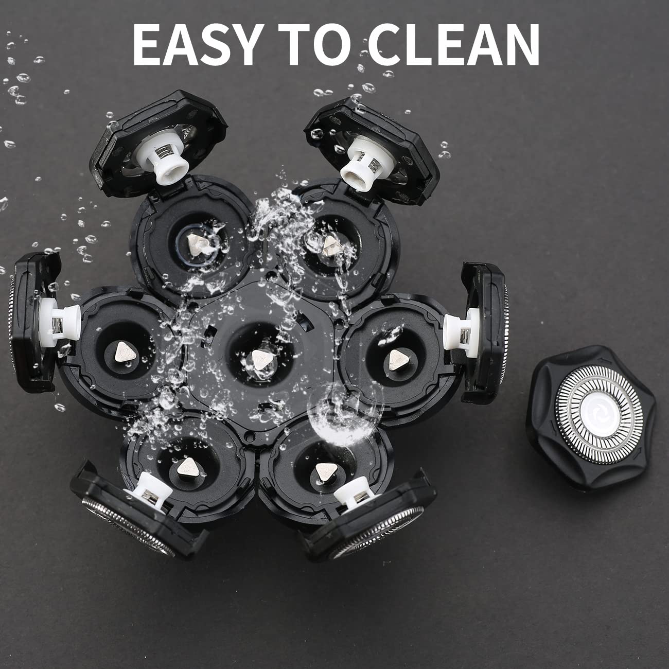 Cabezales de repuesto para afeitadora eléctrica de 7 cuchillas de repuesto universales para afeitadora eléctrica para hombres para limpieza (negro 7D)