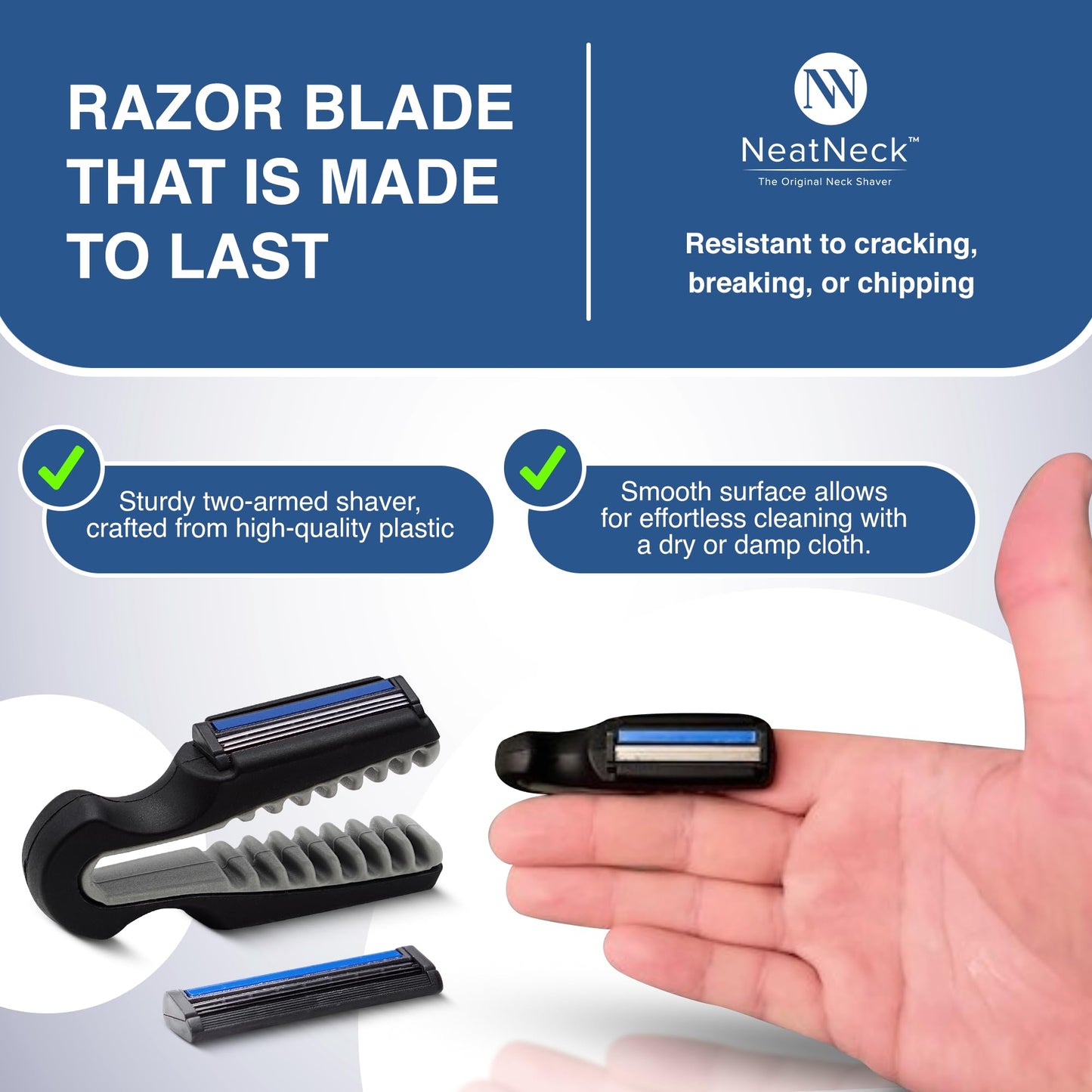 NeatNeck - Afeitadora de precisión para el cuello y nuca: Agarre compacto y cómodo con 3 hojas de afeitar desechables: Afeitado suave para cuellos rebeldes, diseño portátil, hasta 30 usos