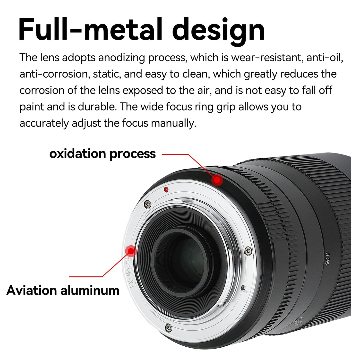 Lente de Cámara Macro 7artisans Enfoque Manual F2.8 Mark II 60 mm APS-C sin Espejo Fujifilm