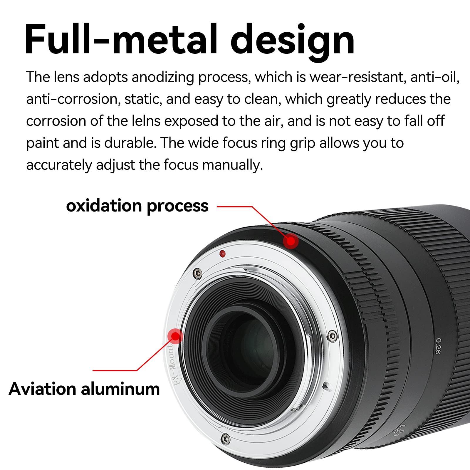 Lente de Cámara Macro 7artisans Enfoque Manual F2.8 Mark II 60 mm APS-C sin Espejo Fujifilm