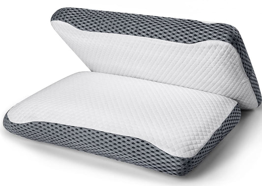 KTMOUW Almohada 2 Piezas Memory Foam y Microfibras antiácaros e hipoalergénico Conductor de Temperatura, Ligero y Resistente