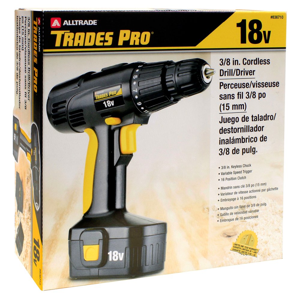 Tradespro 836710 Taladro inalámbrico de 18 voltios