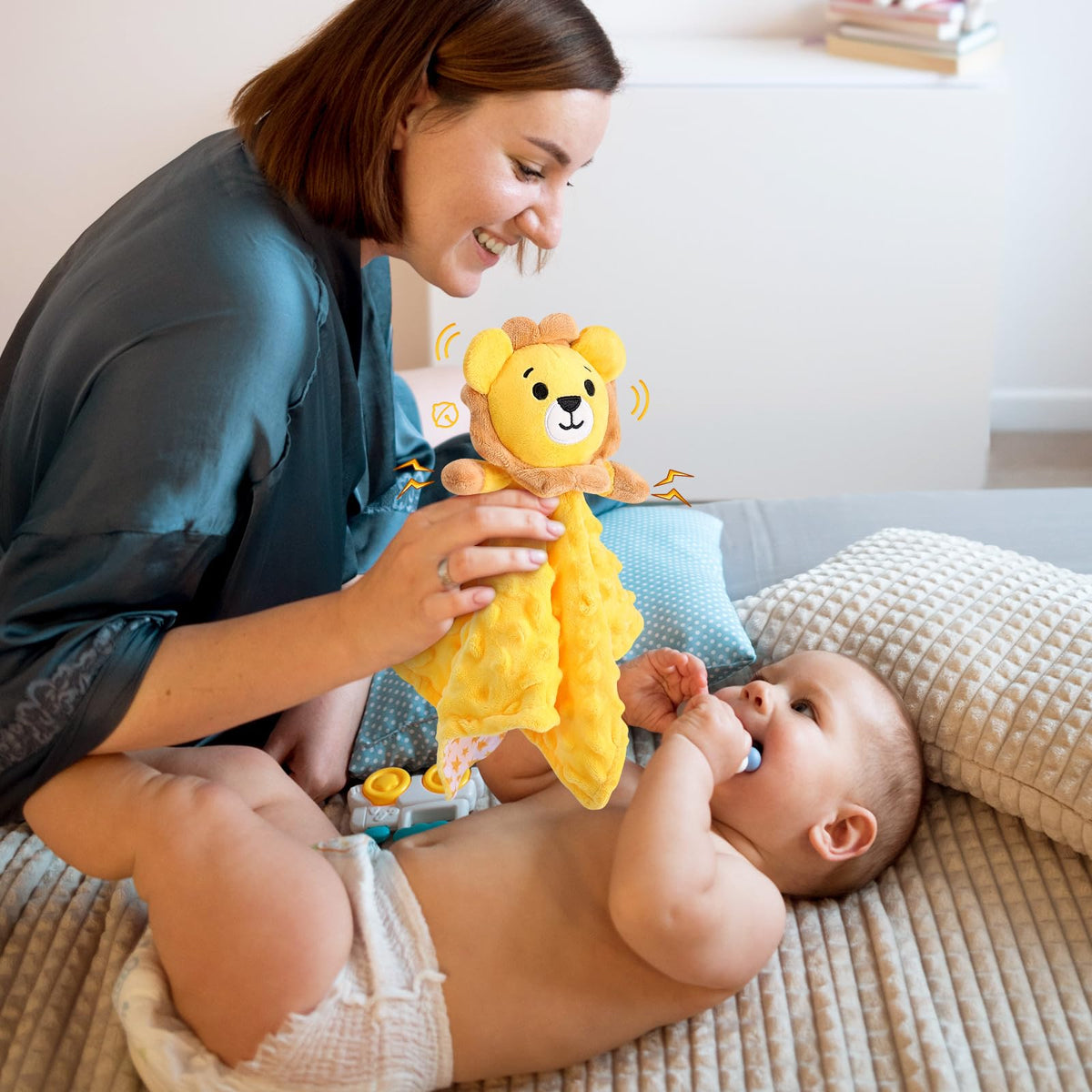 Sprinqdawin - Mantas de seguridad de león para bebés, manta de seguridad de bebé de león para recién nacidos, juguete suave para bebé, regalos de animales de peluche para niños y niñas, amor de león