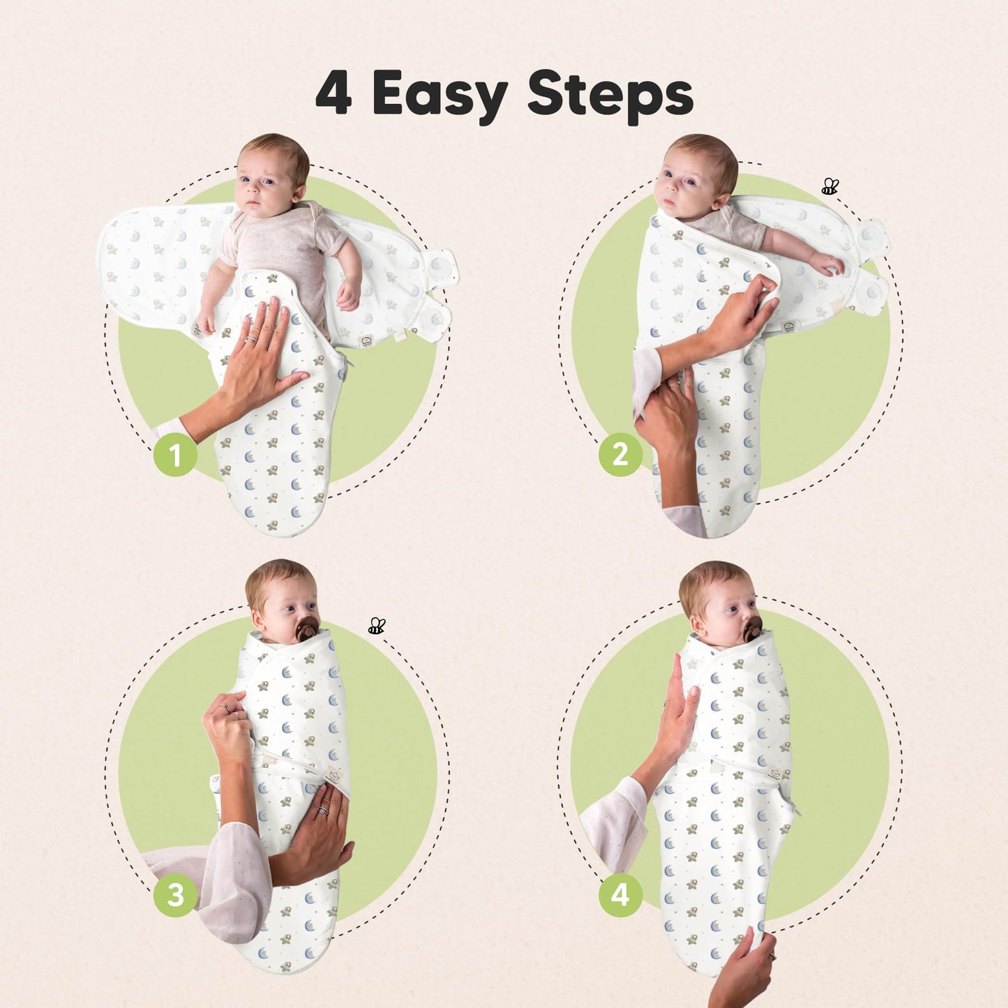 Lote de 3 Sacos de Dormir con Cremallera para Bebé – Saco de Dormir para Recién Nacido de 0 a 3 Meses, Pañales con Cremallera Fáciles de Cambiar para Recién Nacido, Mantas de Enrollar (Cosmo)