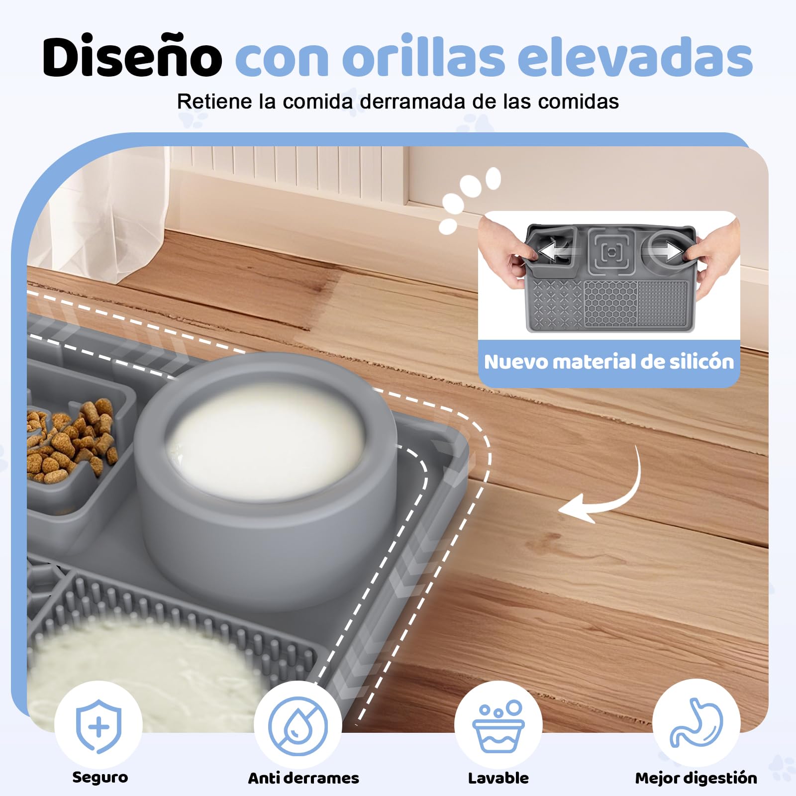 Alfombrilla para Lamer Perros 6 en 1 con Cuenco de Agua para Reducir Ansiedad en Baño y Entrenamiento