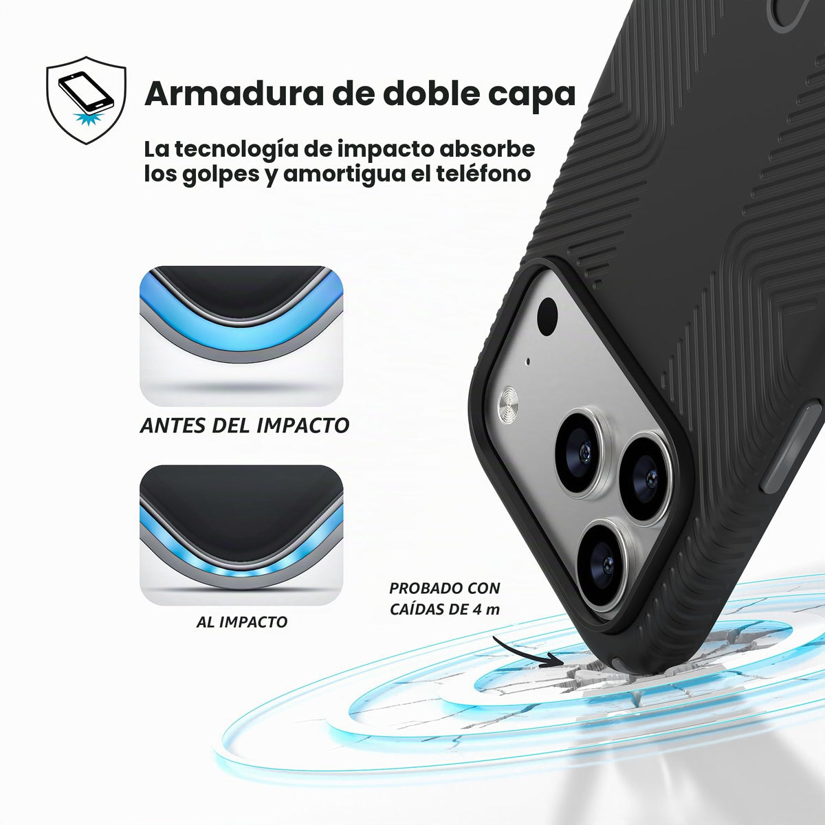 Funda para iPhone 17 Pro Speck negra y gris pizarrón protectora delgada