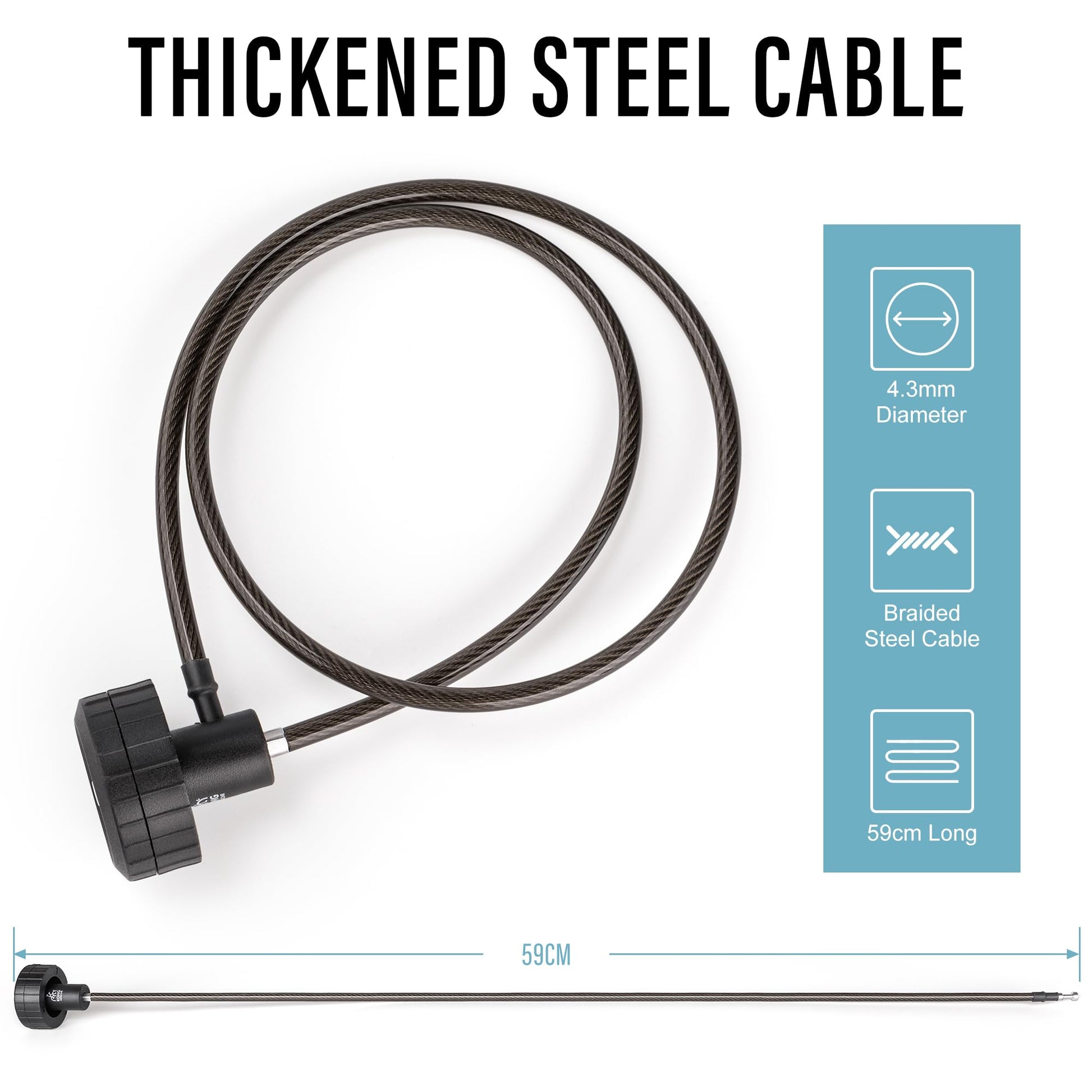 Bloqueo de cable para bicicleta, bloqueo de extremo del manubrio para barras de bicicleta de montaña, bloqueo de cadena de cable de bicicleta, bloqueo de casco de bicicleta antirrobo